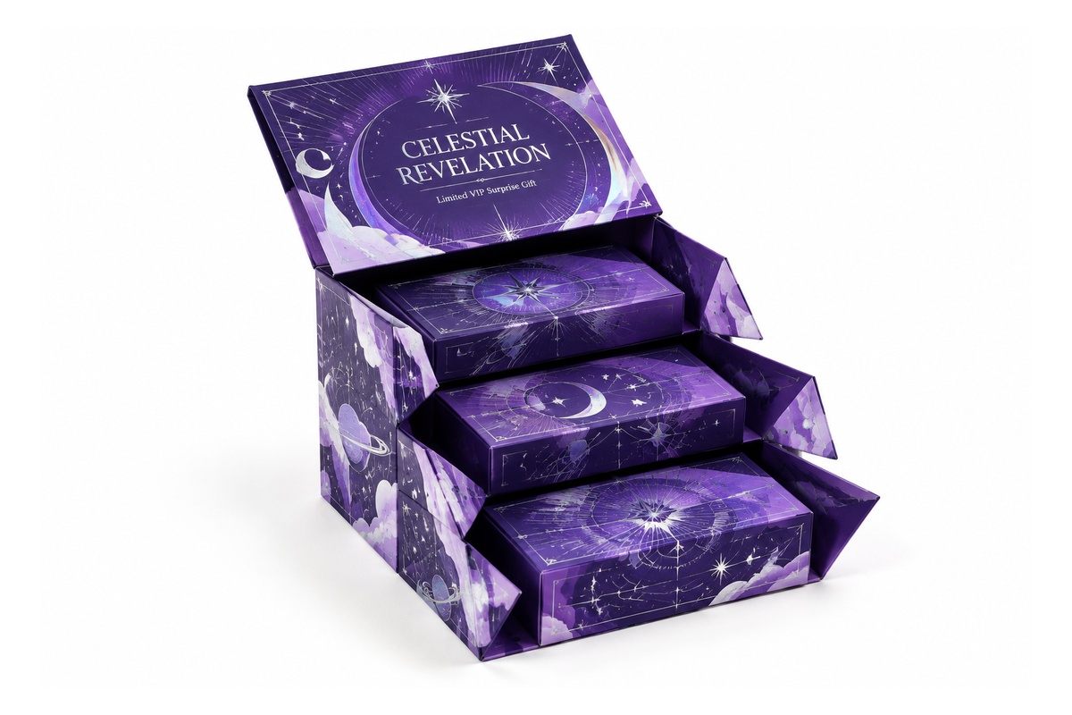 3-Tier Exploding Fold-Out Origami Surprise Gift Box packaging product