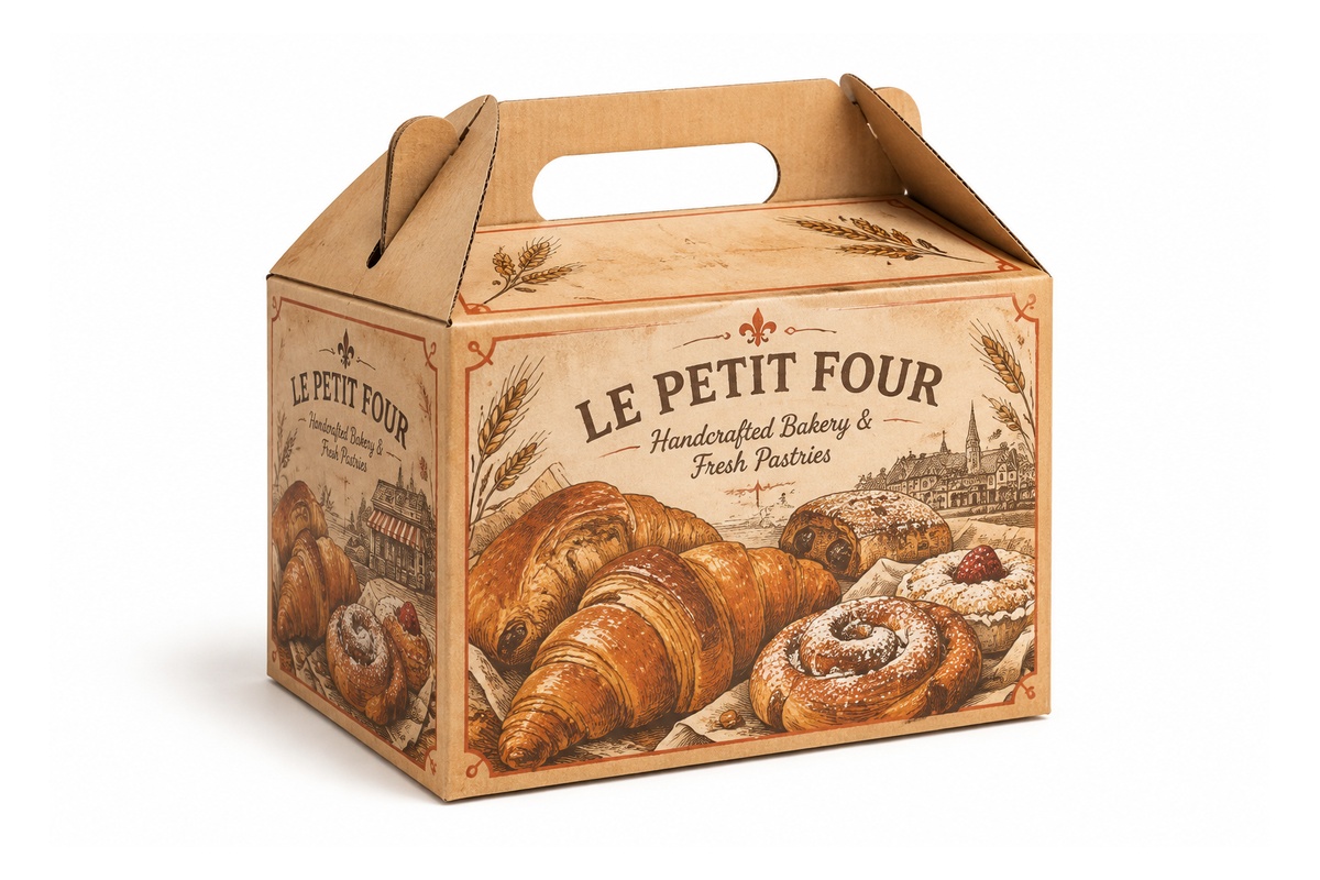Artisan Bakery Pastry Kraft Flute Carrier packaging product