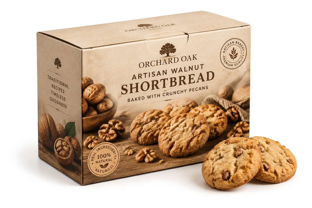 Artisan Walnut Pastry & Shortbread Delicacy Presentation Box packaging product