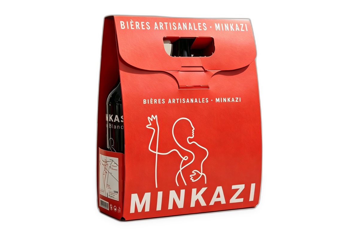 Artisanal Craft Beer & Wine Dual Bottle Red Carrier Tote packaging product