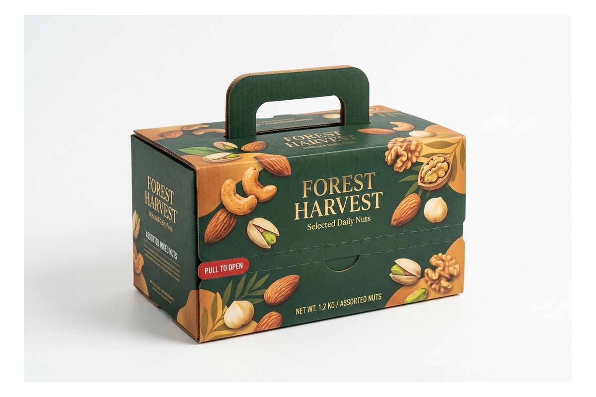 Assorted Nuts Zipper Tear-Strip Carry Box packaging product