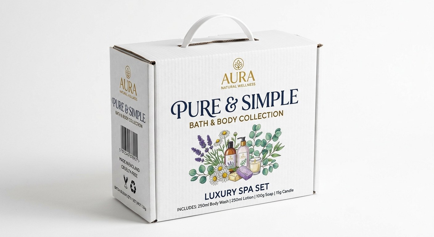 Aura Pure & Simple Spa Flat-Top Gift Box front view