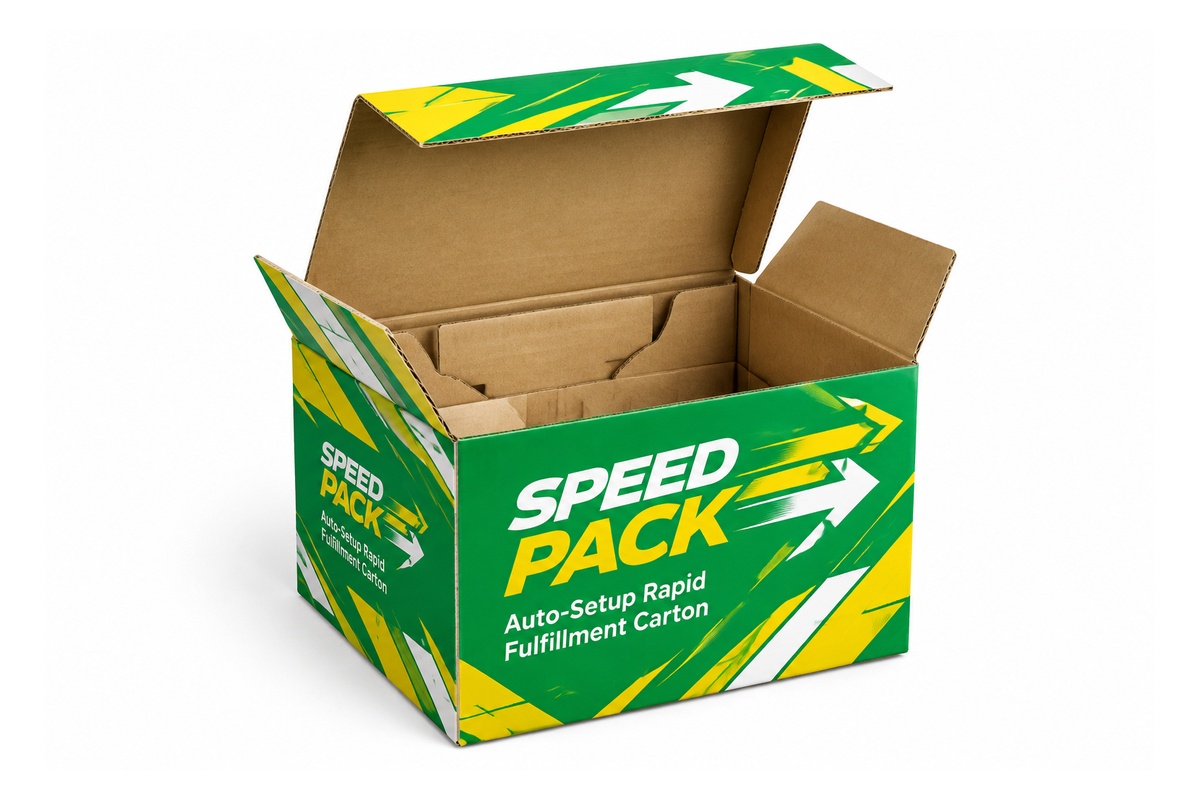 Auto-Locking Crash-Bottom Corrugated Speed-Pack Box packaging product
