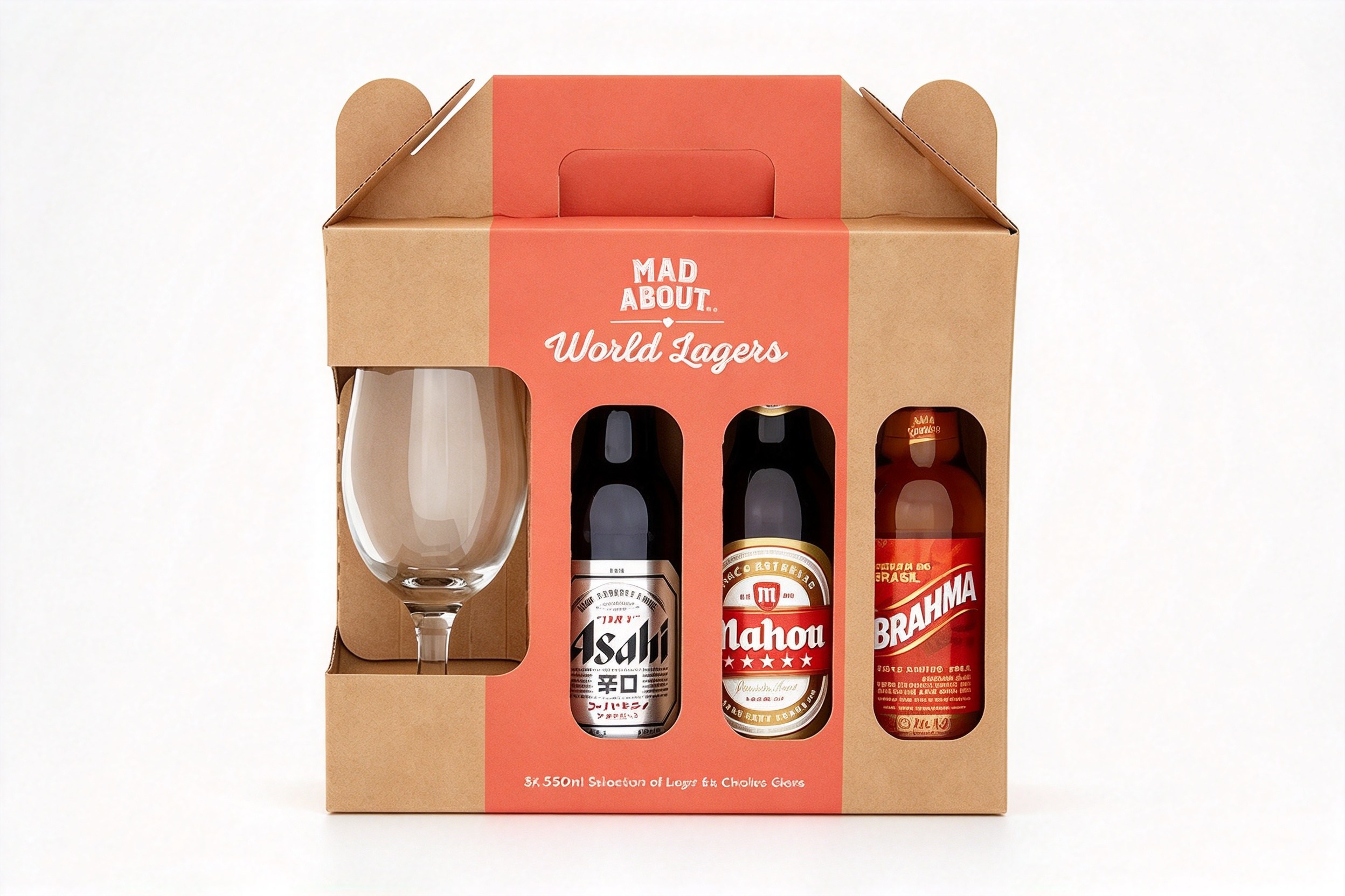 Four-Slot Beer & Glass Gift Carrier packaging product