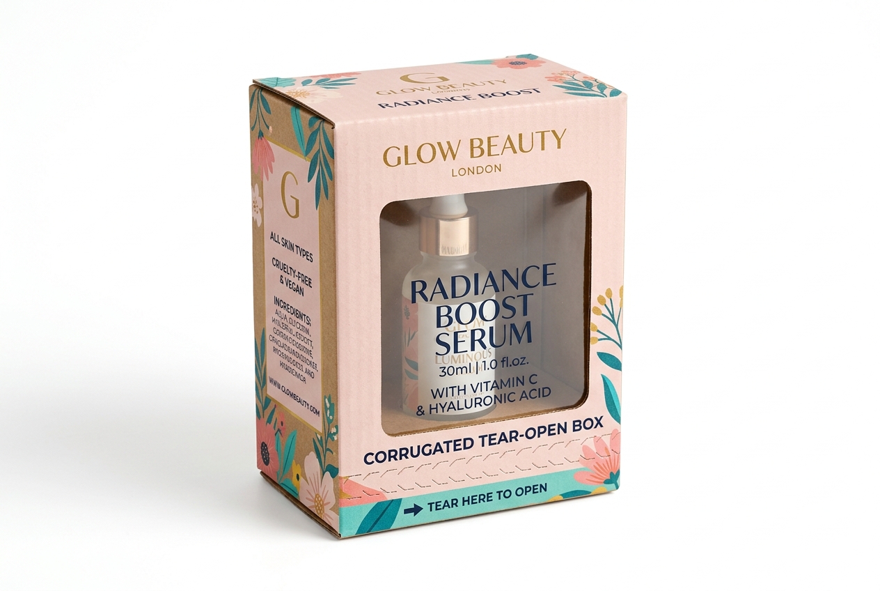 Radiance Boost Serum Tear-Open Beauty Box packaging product