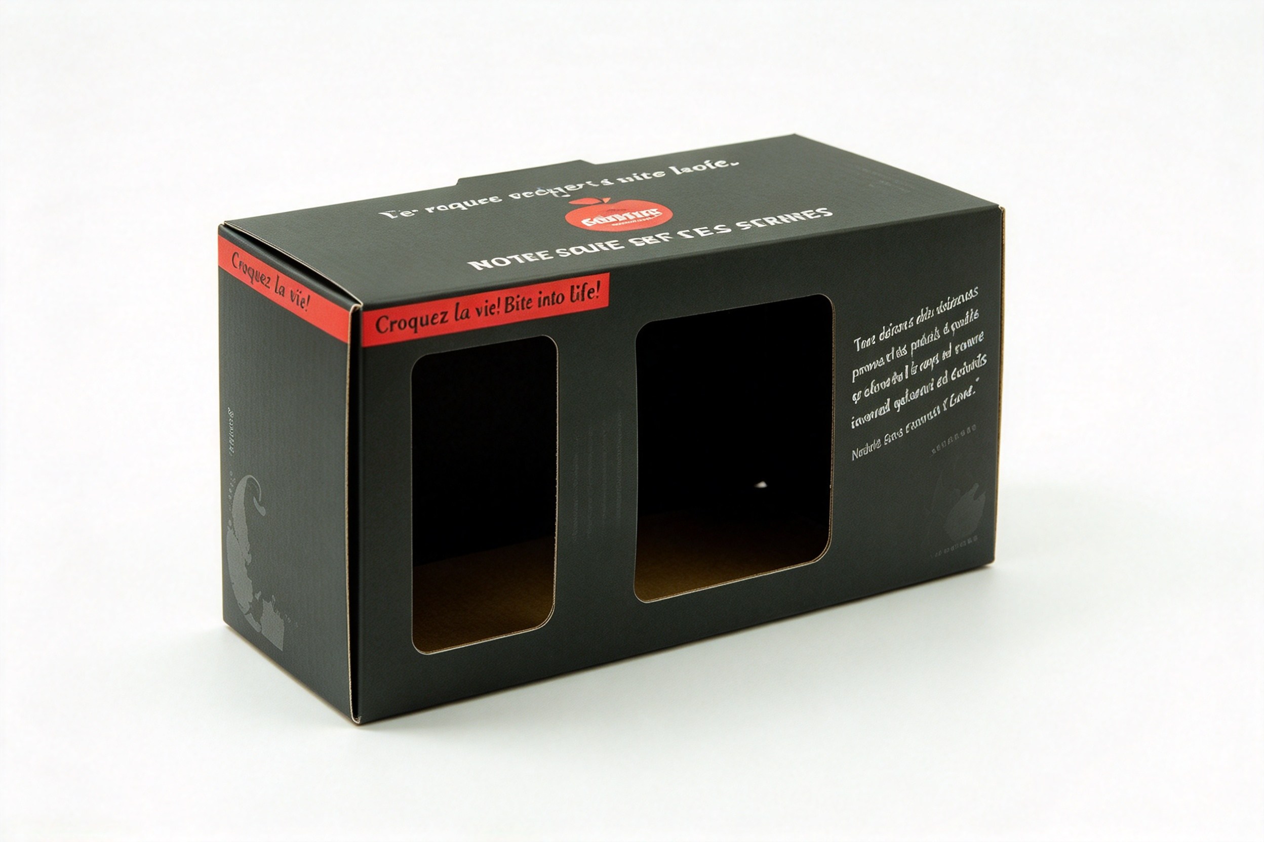 Black Two-Window Deli Presentation Box front view