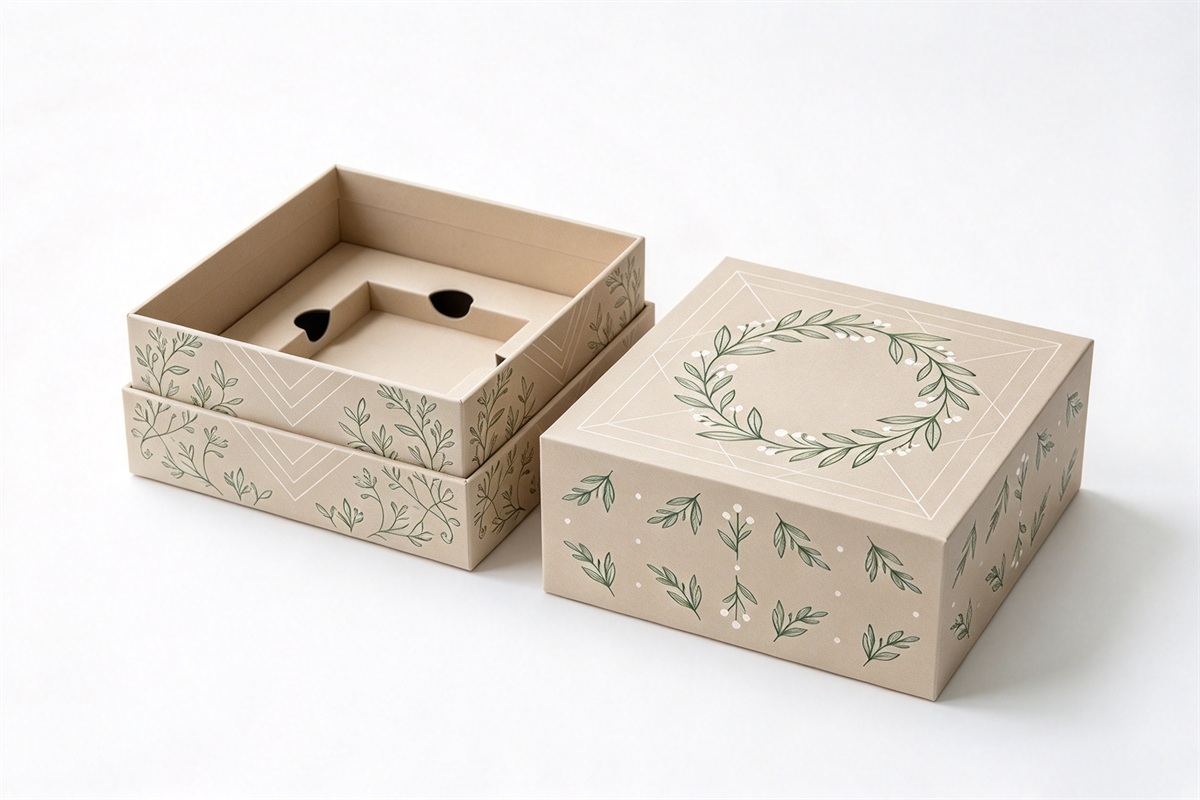 Botanical Wreath Lid & Base Gift Box front view