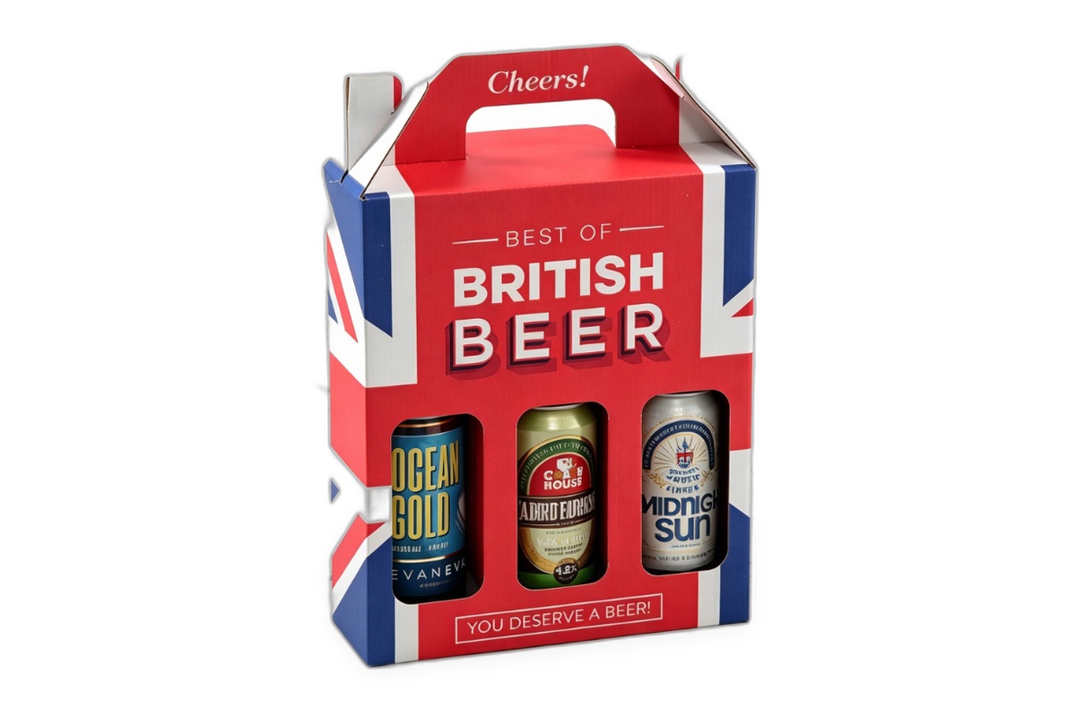 British Heritage 3-Can Window Gable Beer Carrier Box packaging product