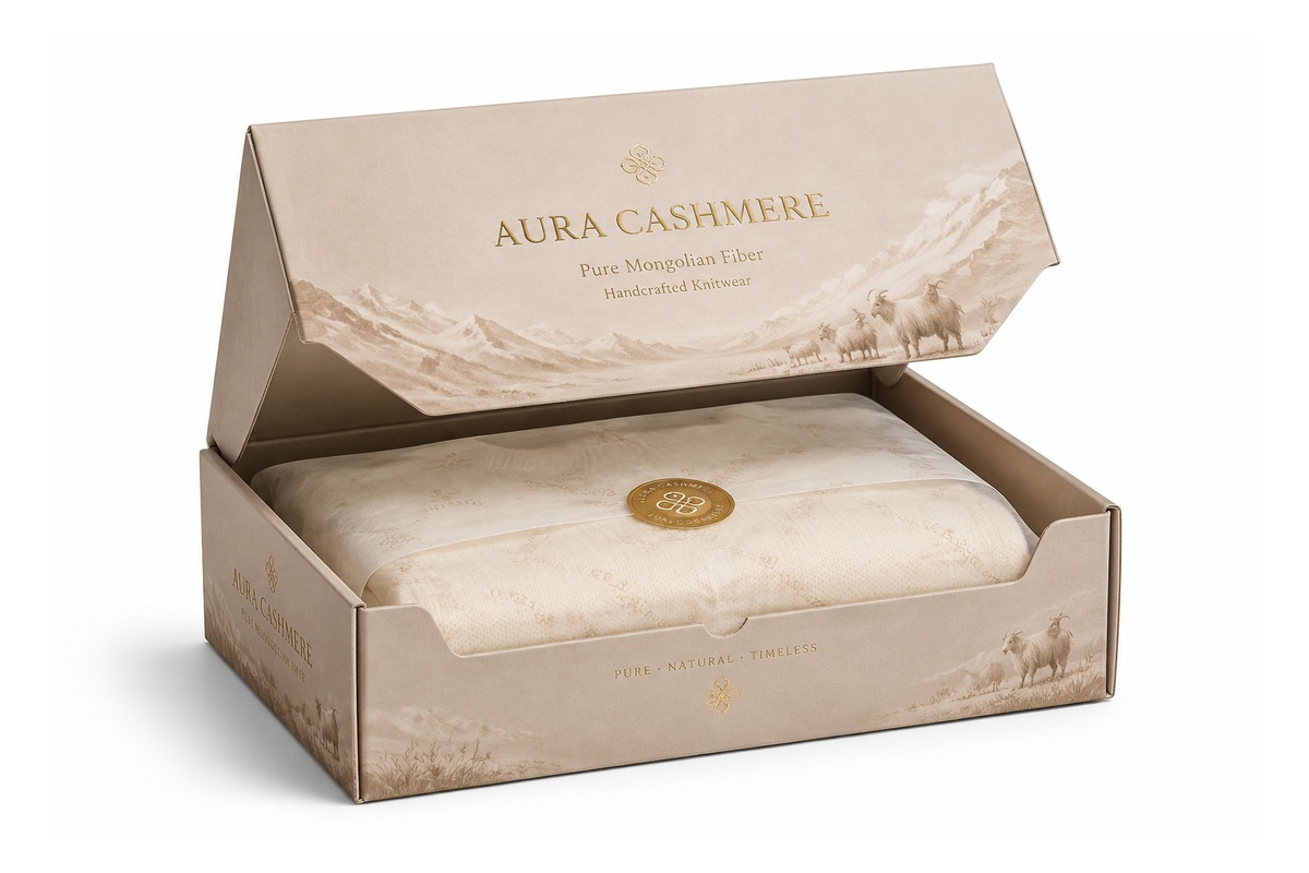 Deluxe Cashmere Sweater Roll-Over Corrugated Apparel Box packaging product