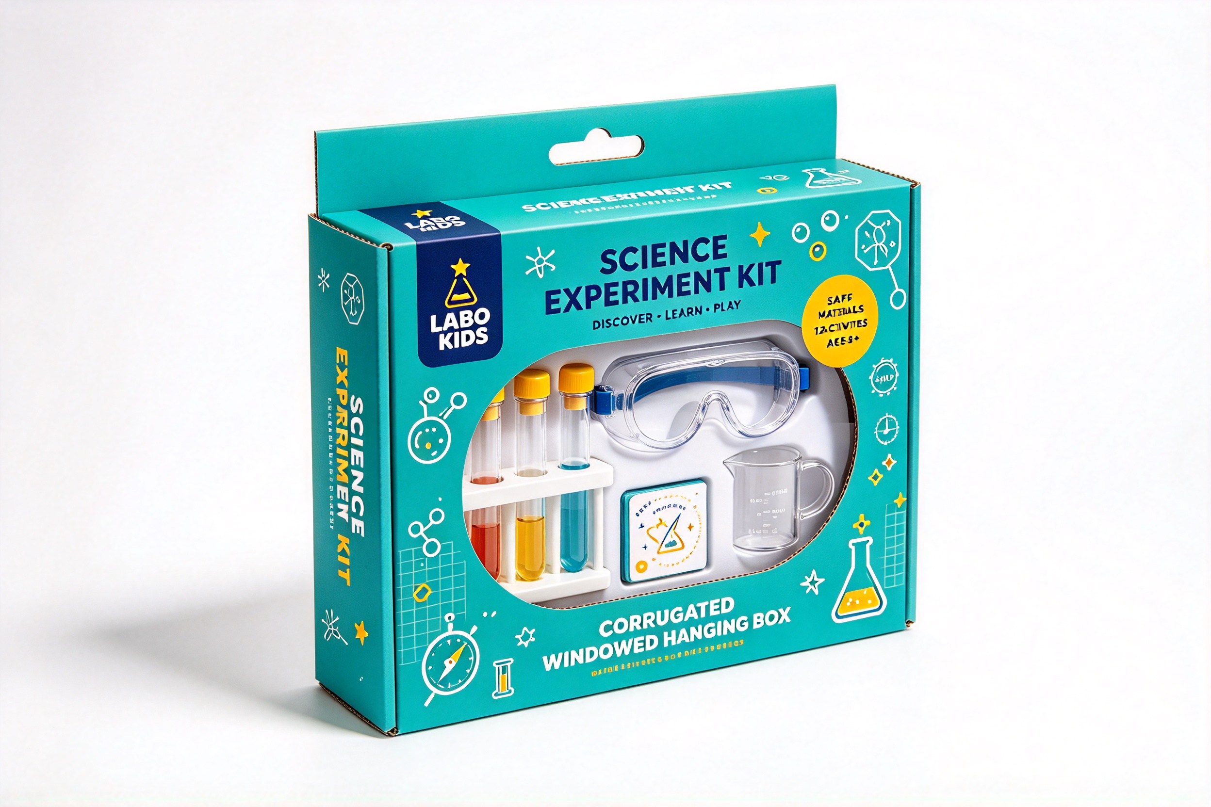 Kids Science Experiment Kit Windowed Hanging Box front view
