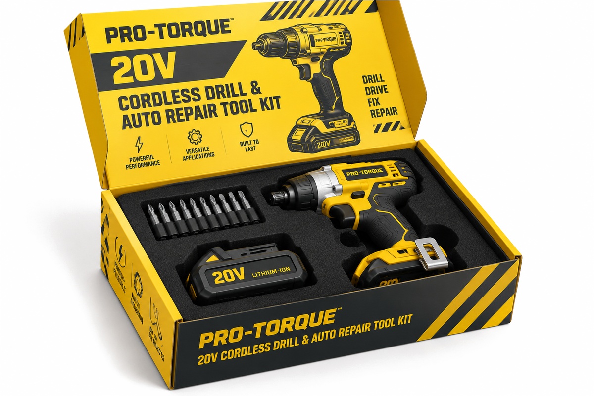 Cordless Automotive Power Tool & Emergency Drill Mailer Box packaging product