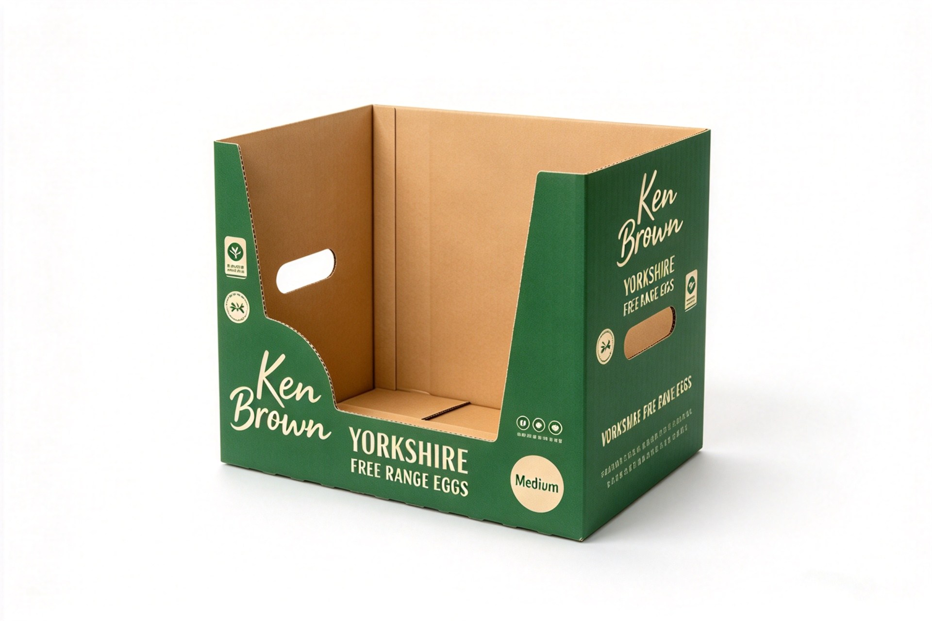 Corrugated Free-Range Egg Retail Display Box front view