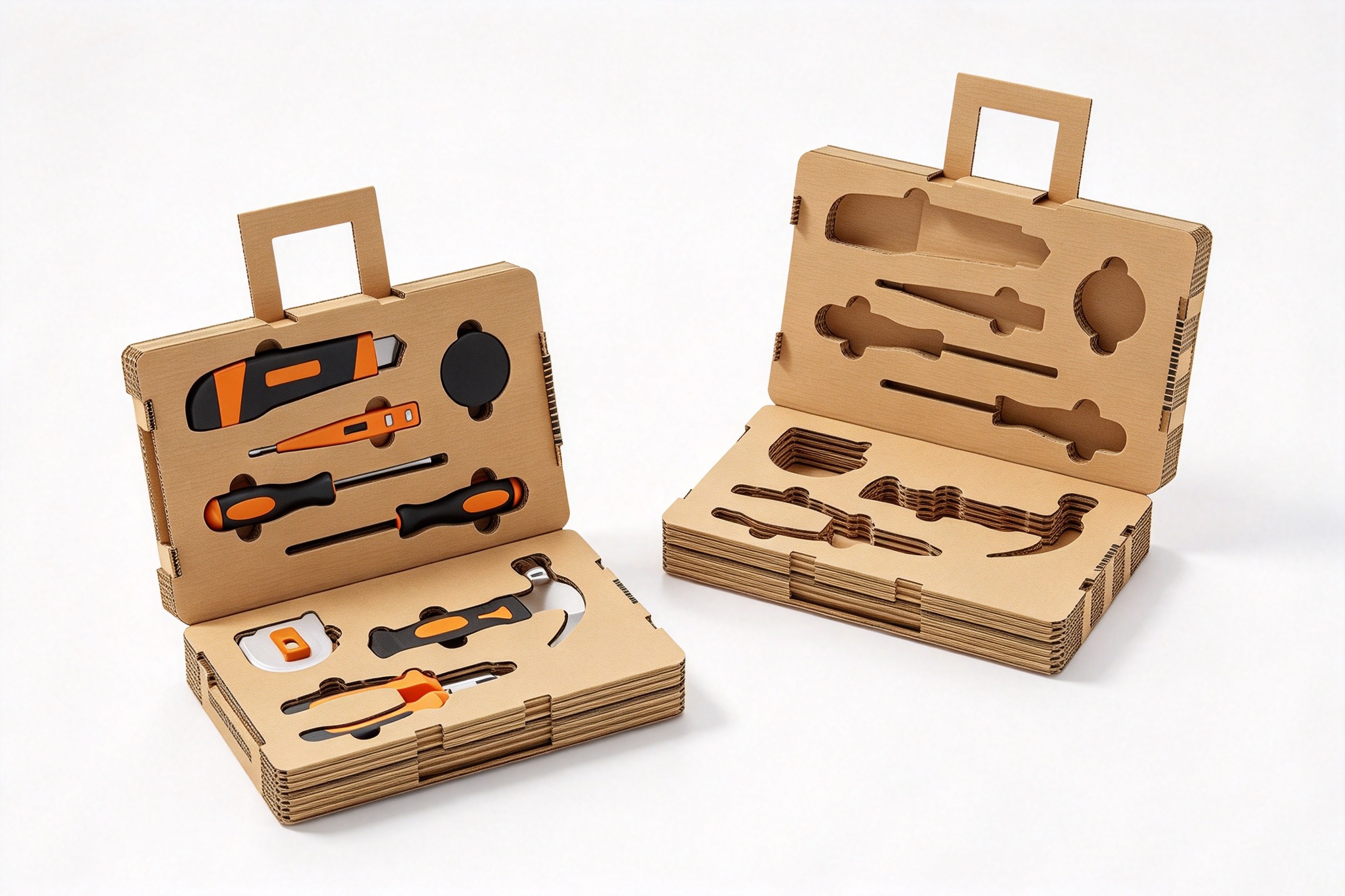 Corrugated Tool Case with Die-Cut Slots front view