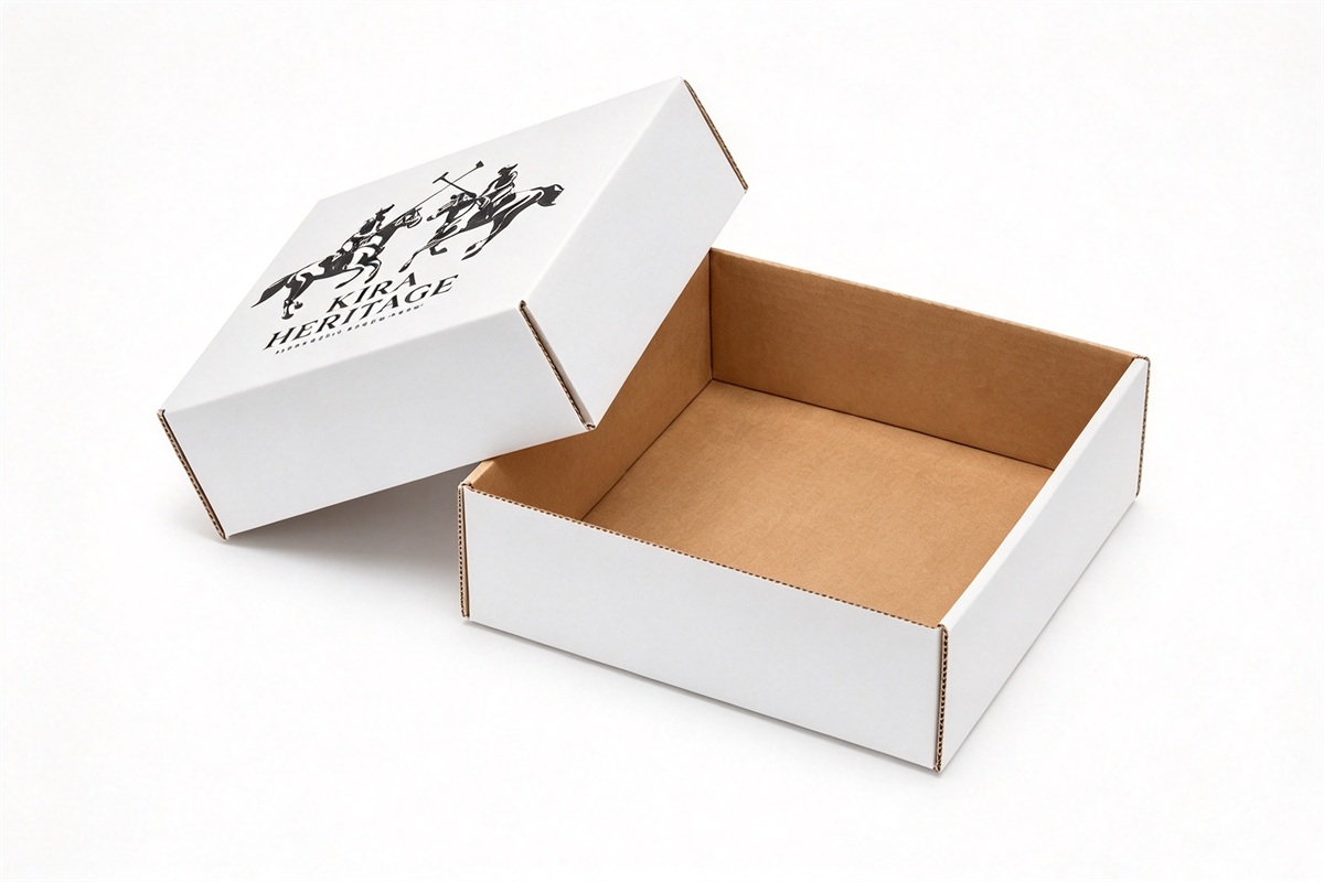 Cream & Kraft Two-Tone Gift Lid & Base Box front view