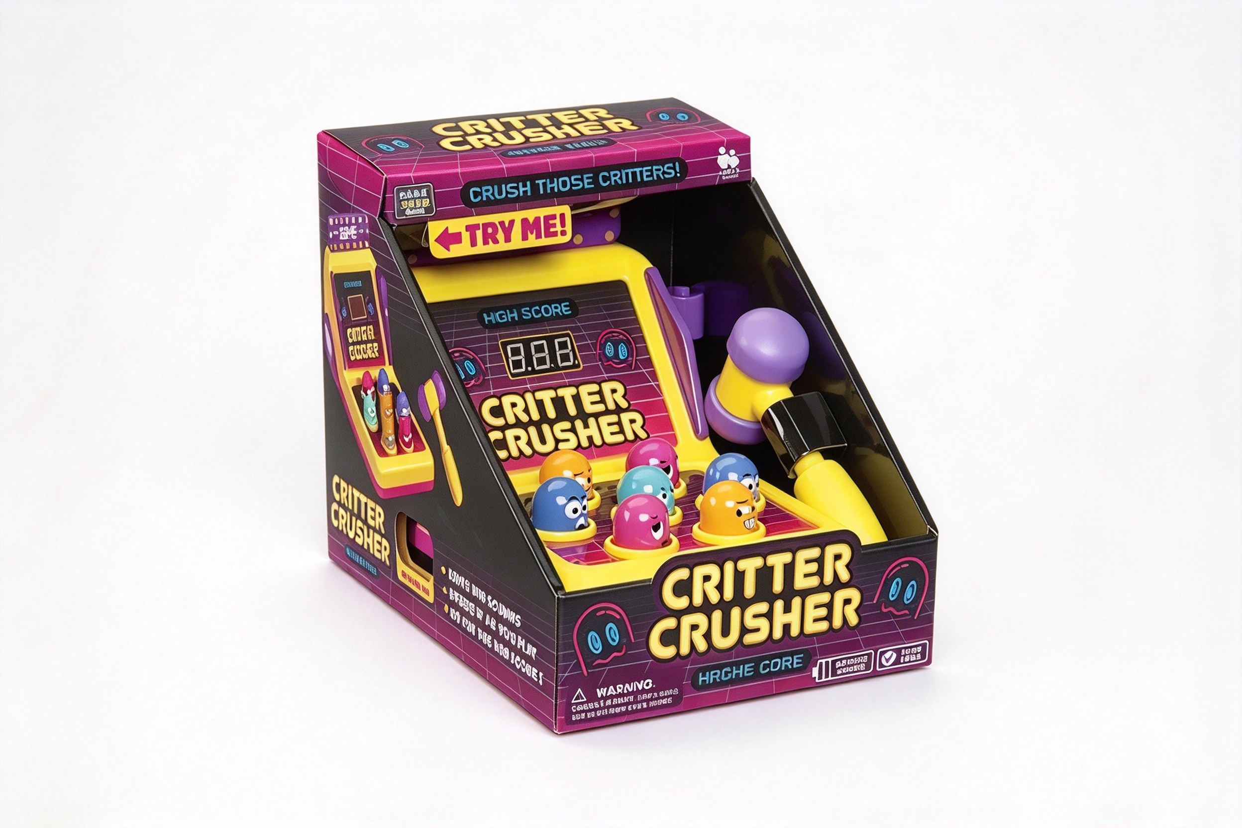 Critter Crusher Arcade Try-Me Display Box front view