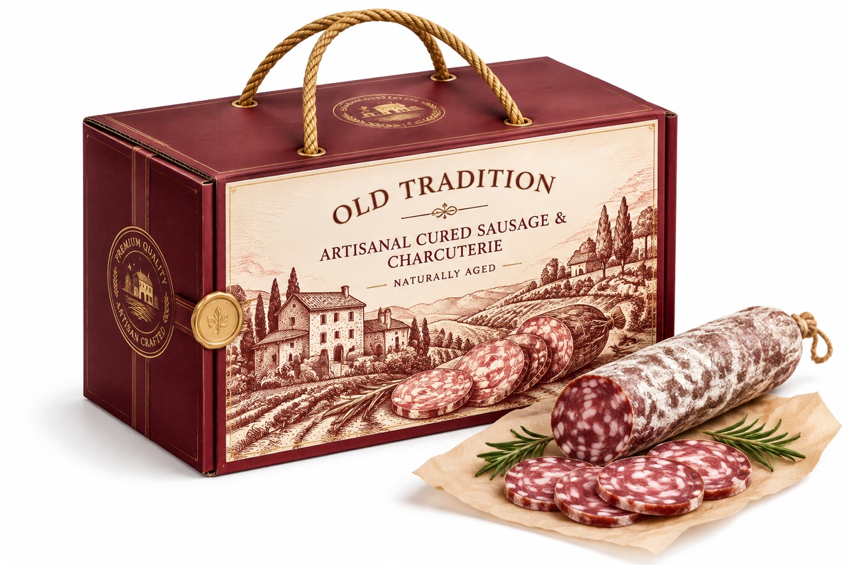 Heritage Cured Sausage & Charcuterie Specialty Carry Box packaging product