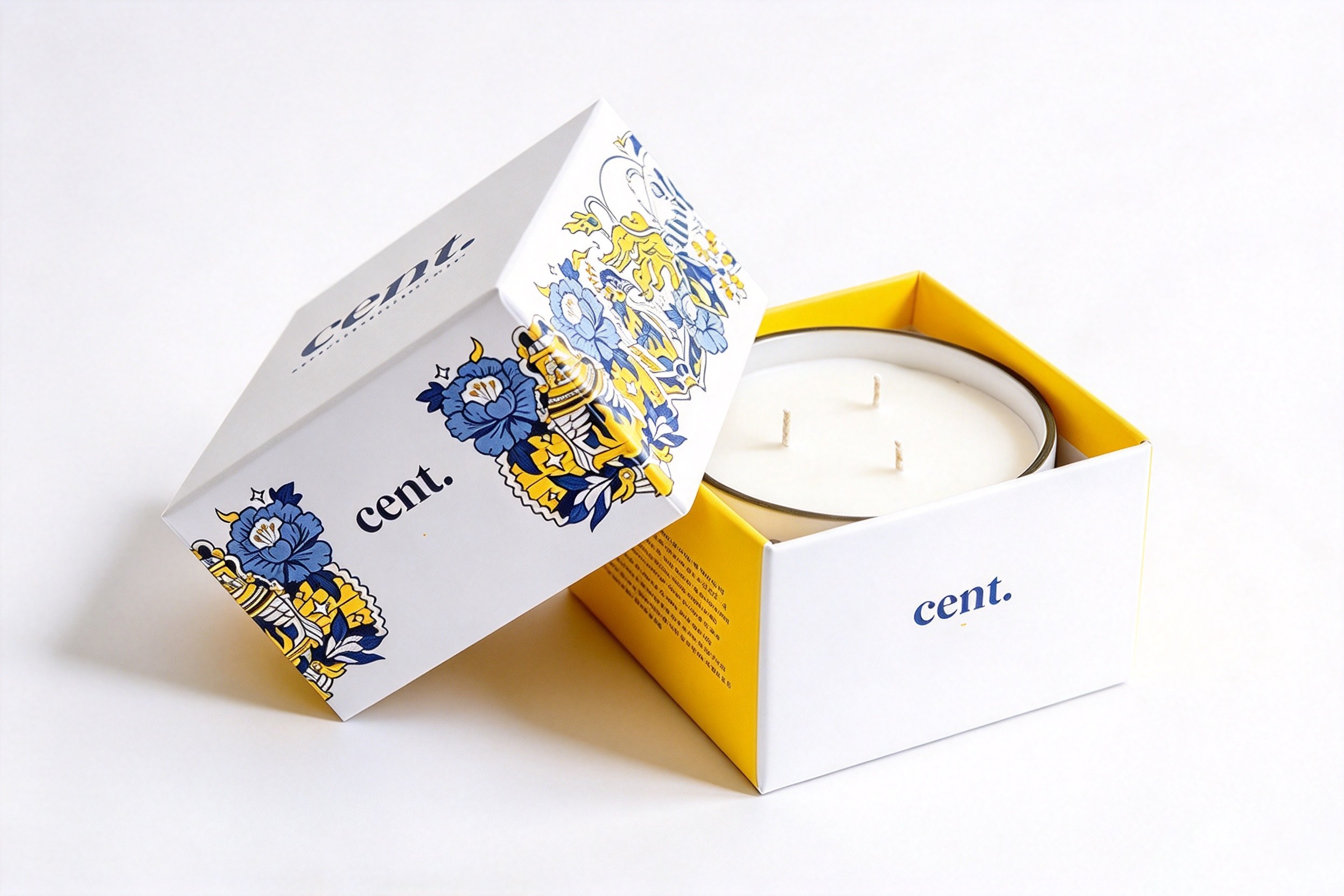 Delft Floral Candle Lid & Base Gift Box front view