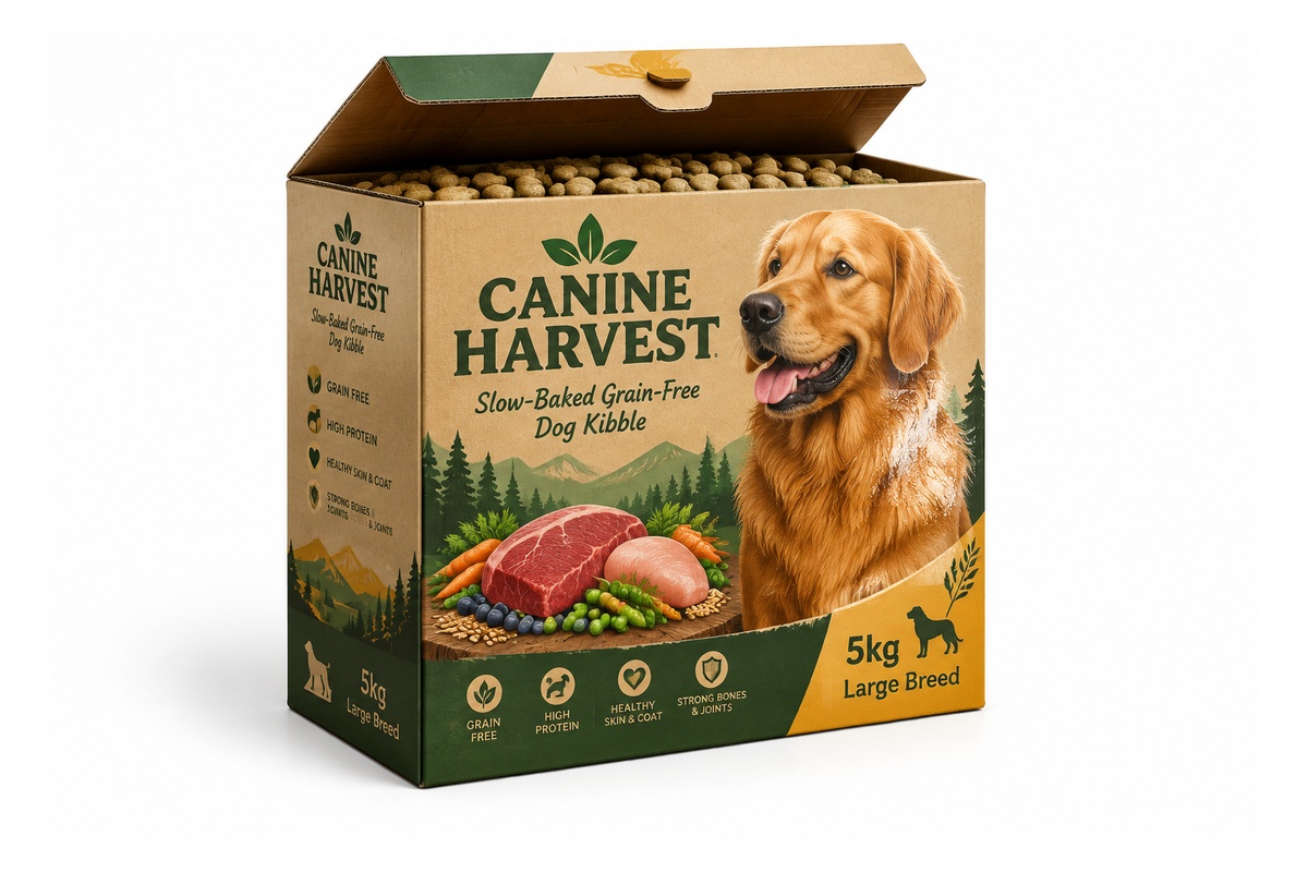 Oven-Baked Dog Kibble Bulk Auto-Lock Corrugated Box packaging product
