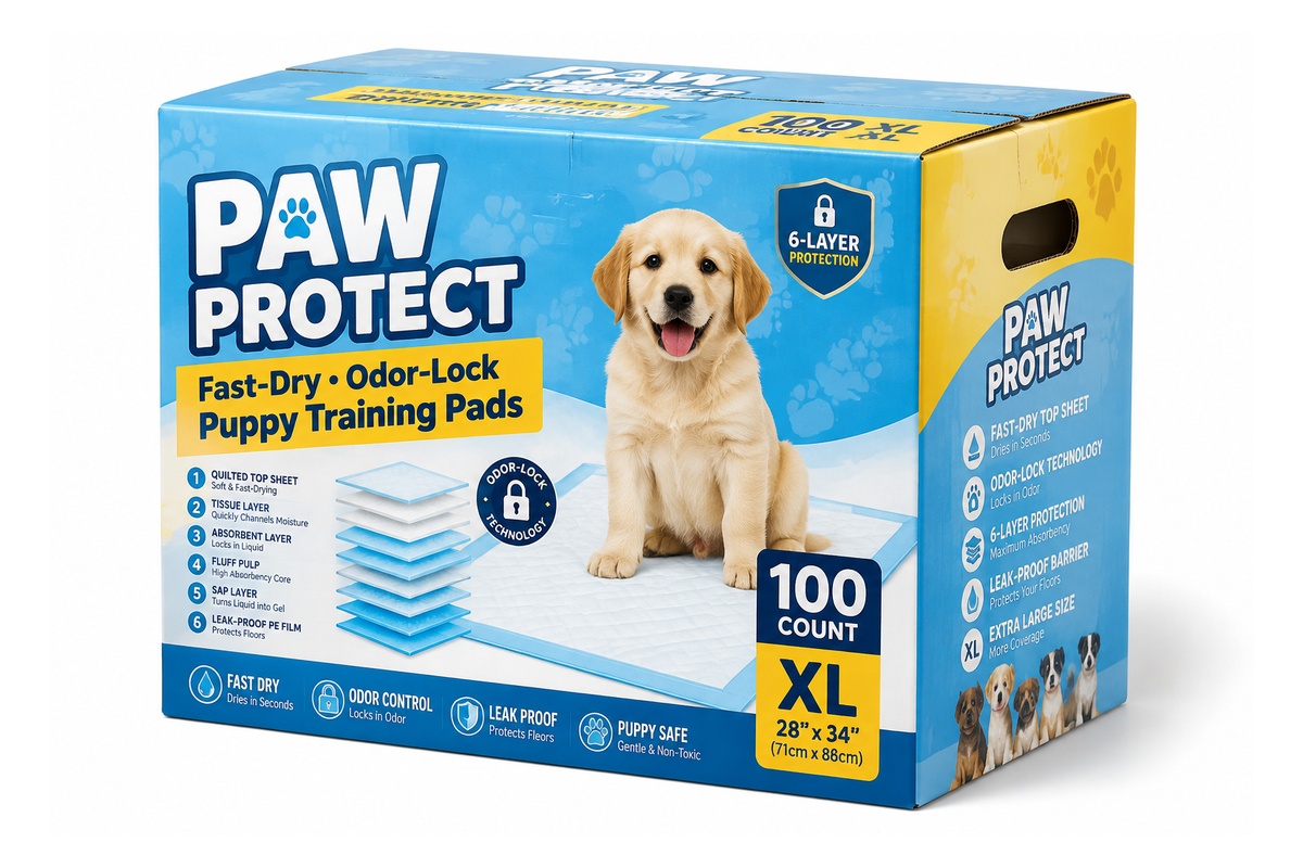 Puppy Training Pee Pads Bulk Pack Corrugated Carry Carton packaging product