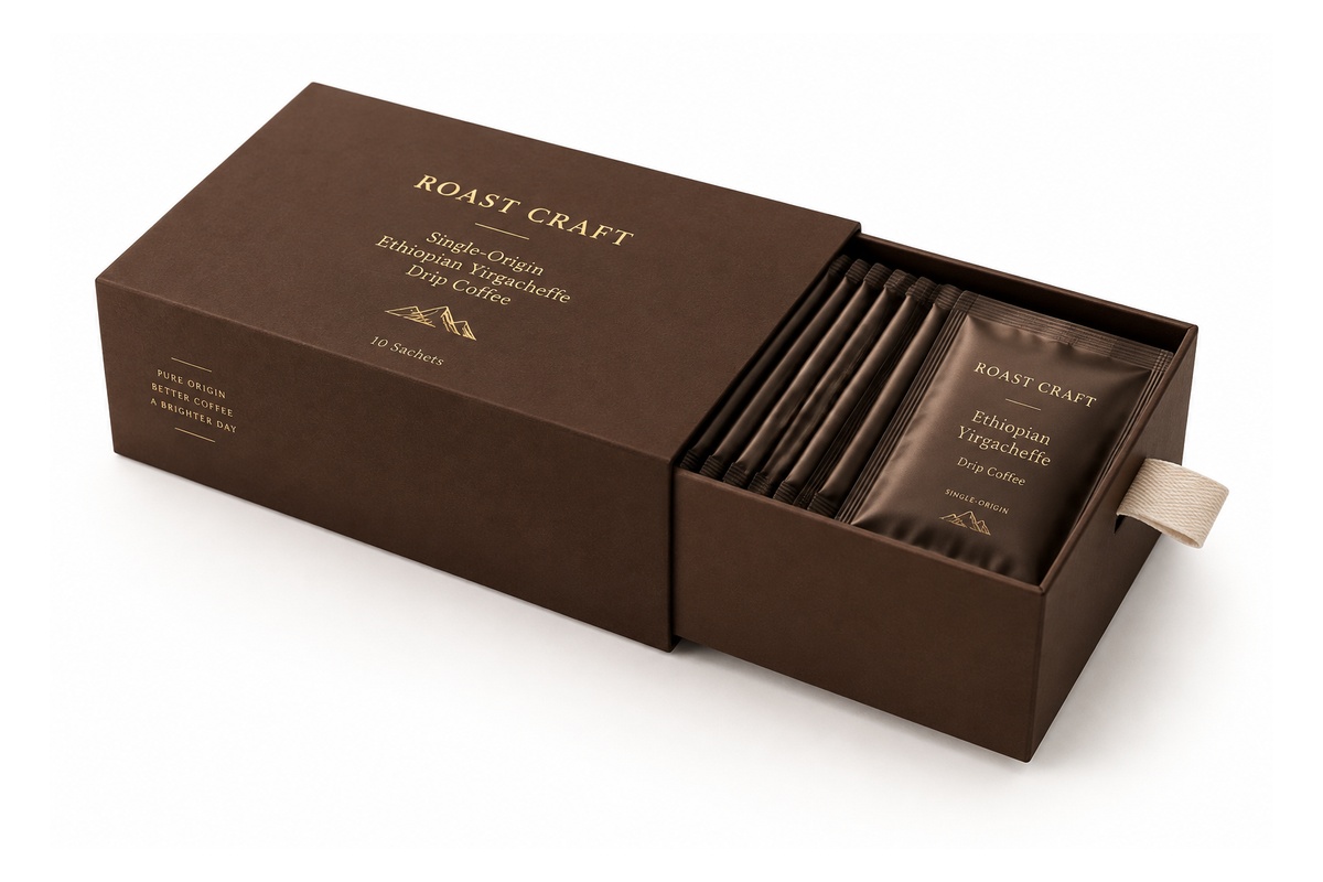 Specialty Drip Coffee Sachet Sliding Drawer Dispenser Box packaging product