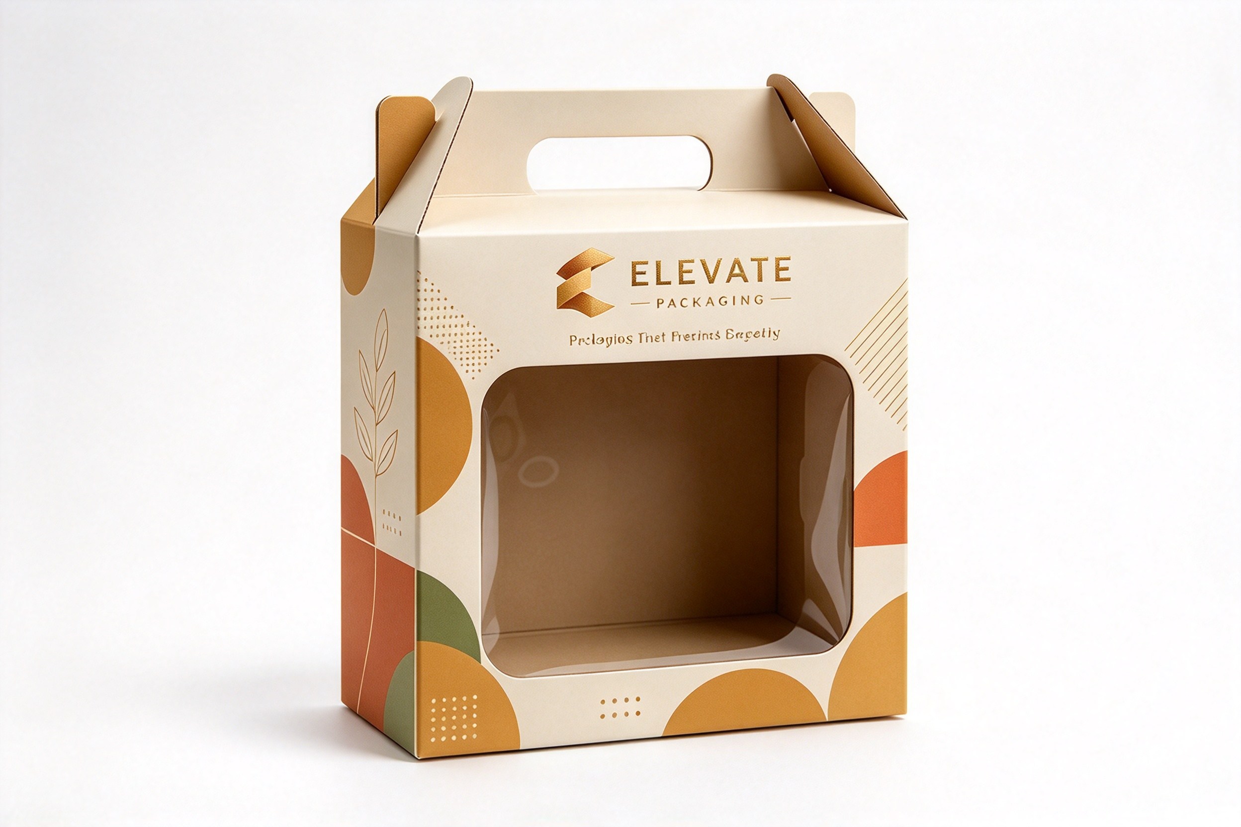 Elevate Gable Window Gift Box with Geometric Print front view