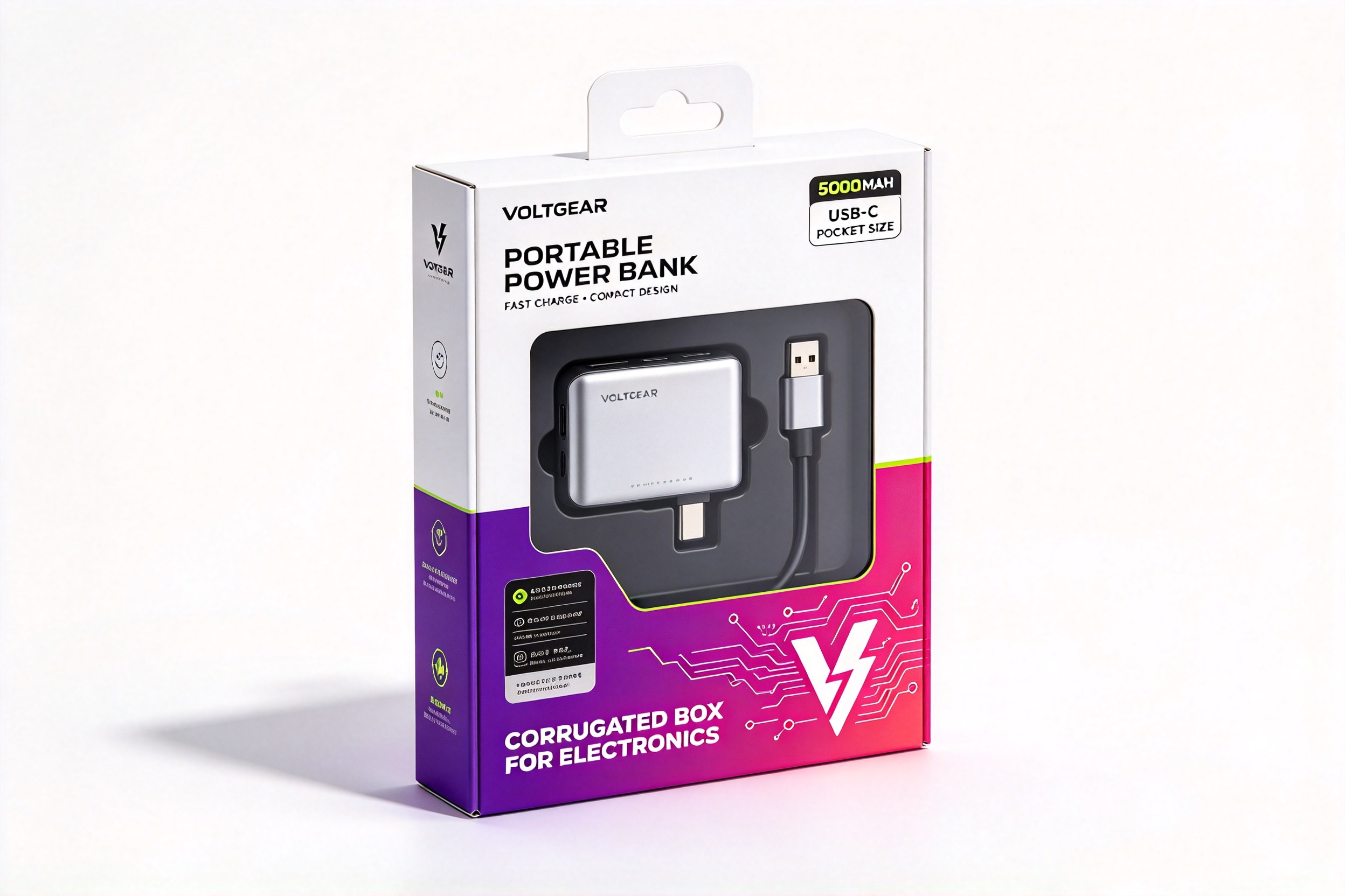 Fast-Charge Power Bank Hanging Box with Window Tray front view
