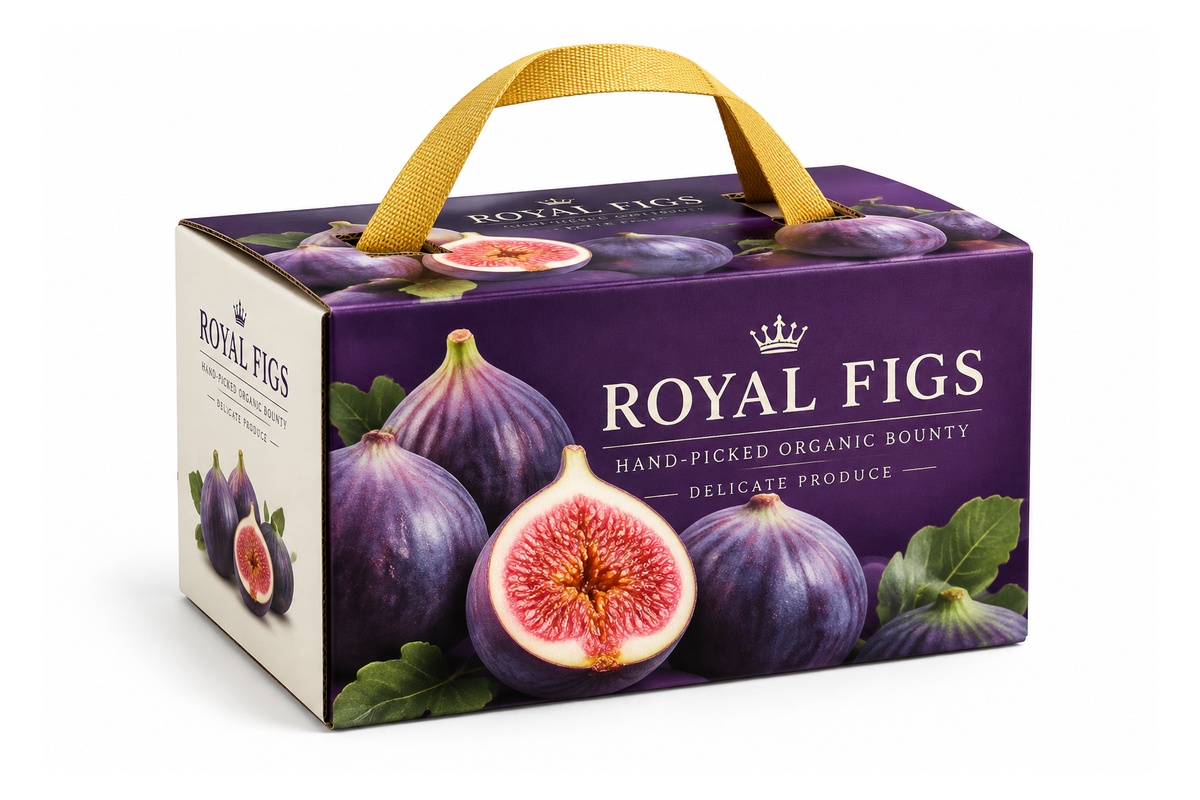 Fresh Purple Fig Harvest Carry Handle Corrugated Gift Box packaging product