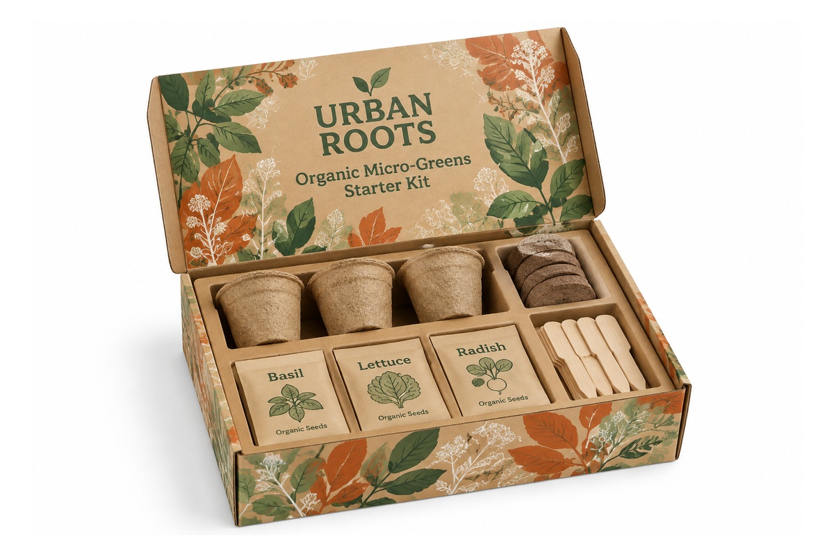 Urban Roots Botanical Gardening Seed & Micro-Planter Starter Kit Box packaging product