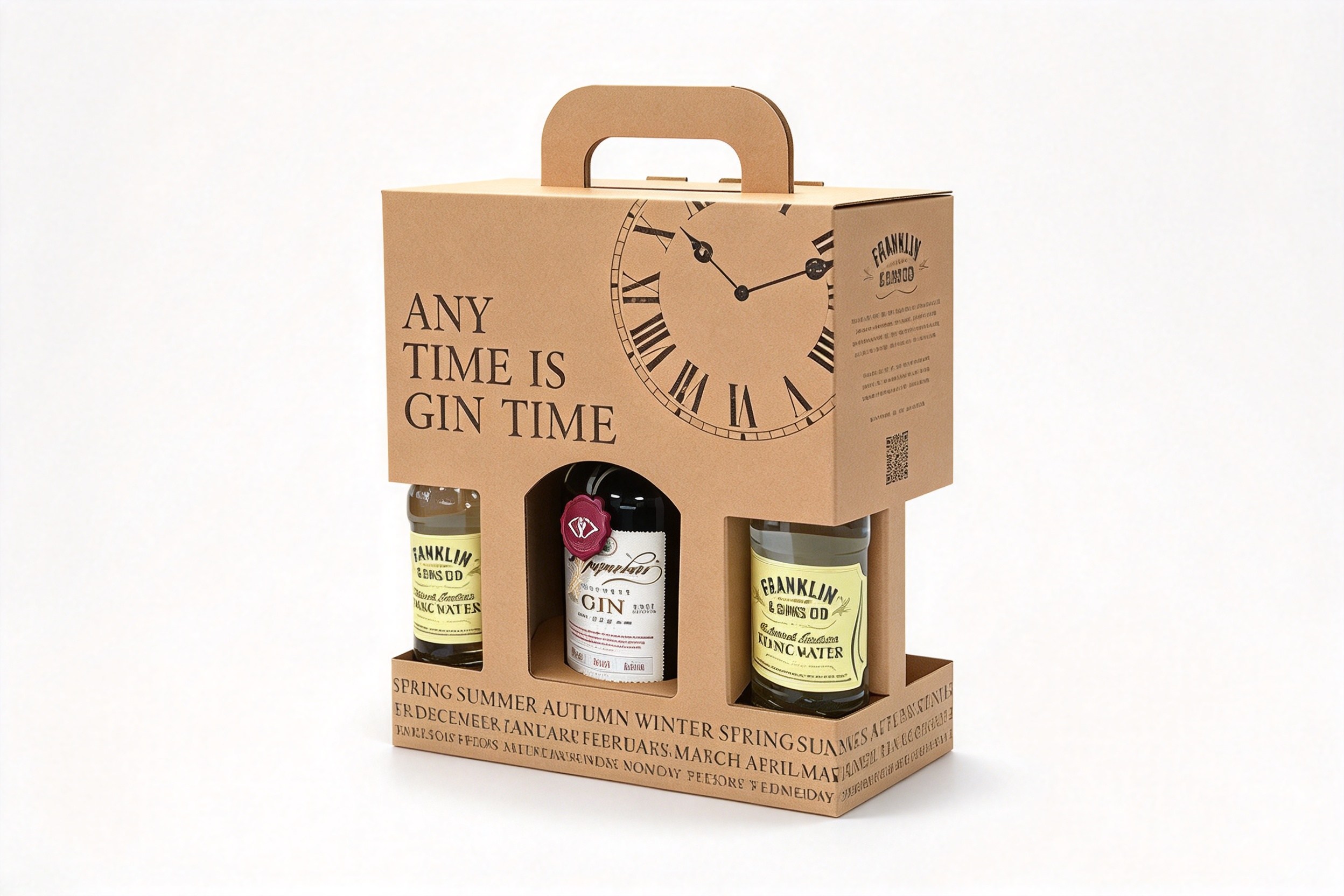 Any Time Is Gin Time Three-Bottle Window Carrier front view