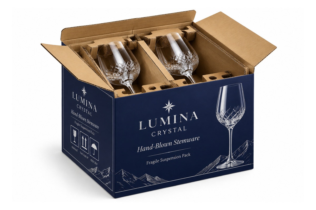 Glass Goblet Suspension Cushion Shipping Carton packaging product