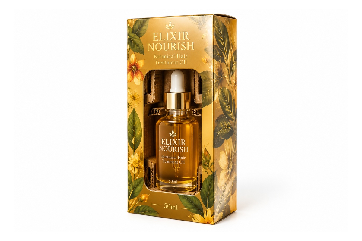 Hair Oil Dropper Bottle Locked-Insert Carton packaging product