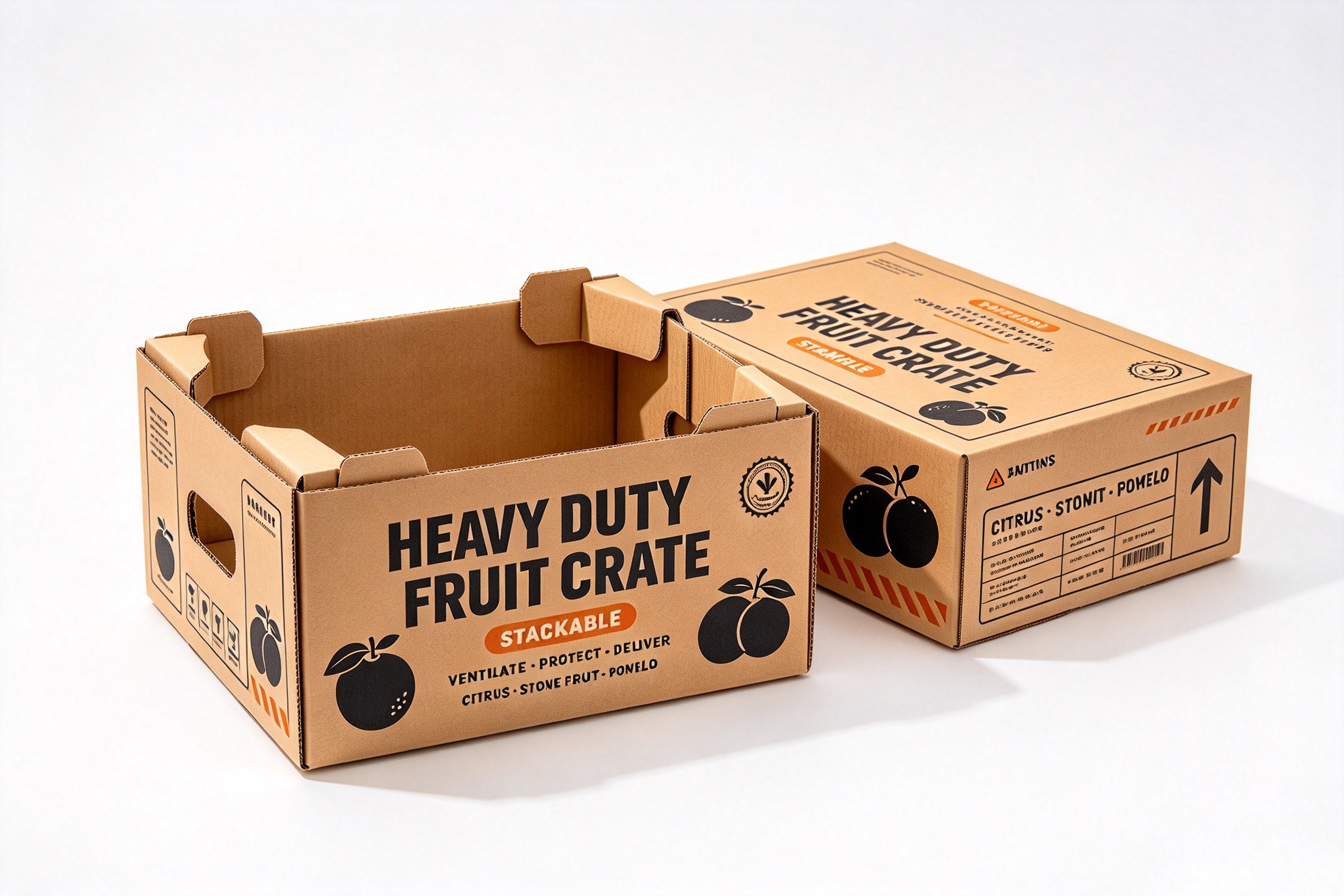 Heavy-Duty Stackable Fruit Crate with Lid front view