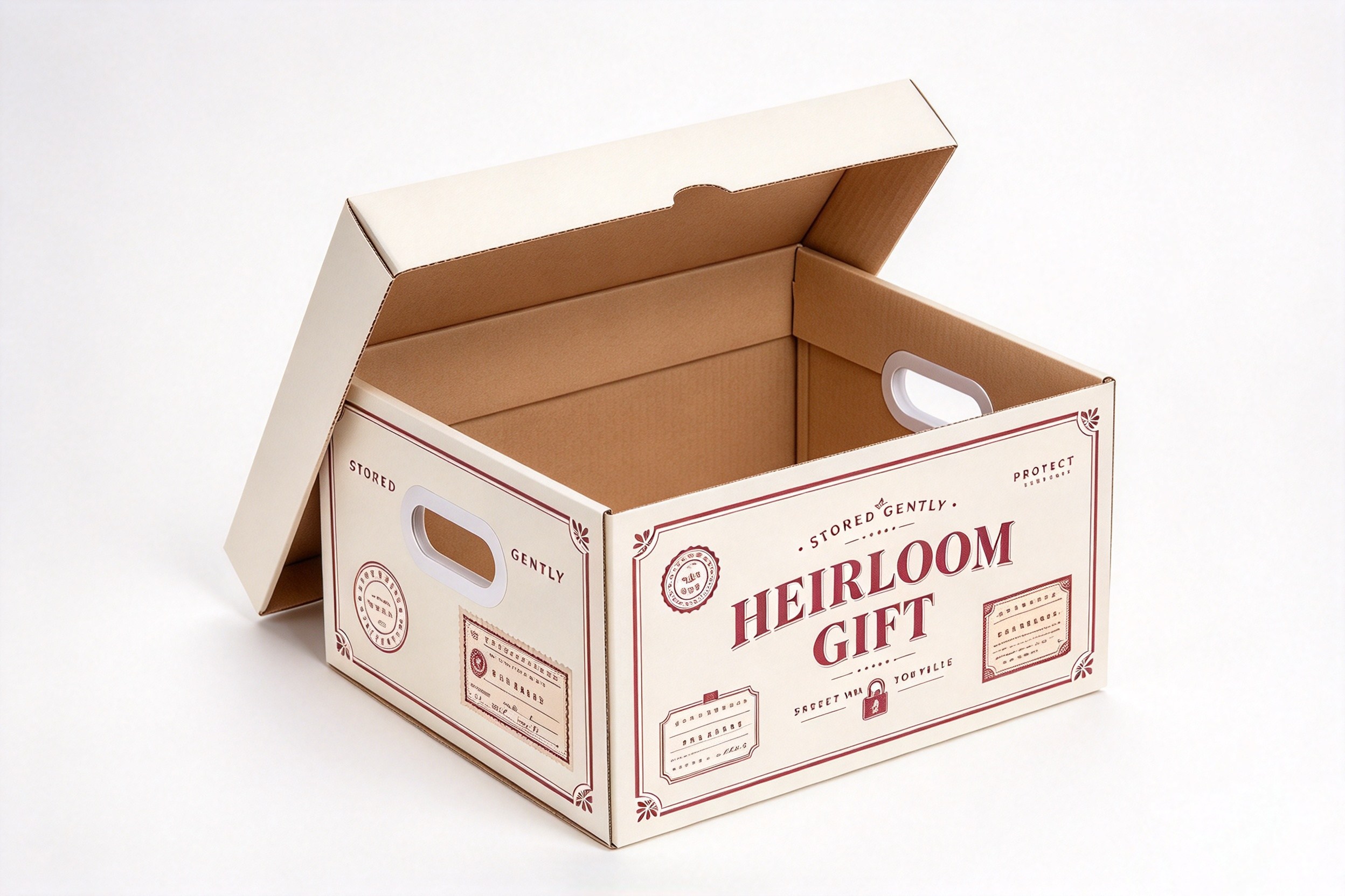 Heirloom Keepsake Storage Box with Handles front view