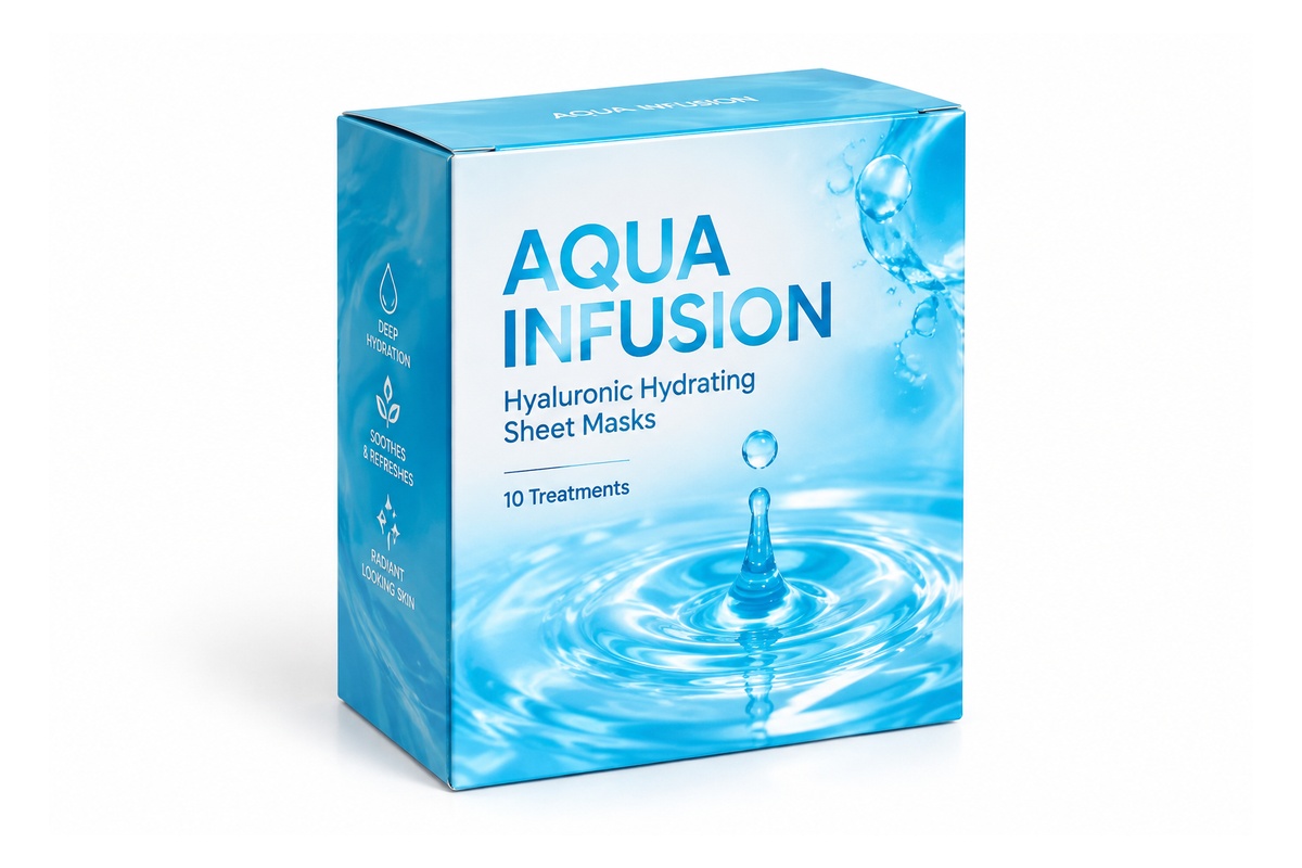 Hydrating Facial Sheet Mask Auto-Bottom Retail Carton packaging product