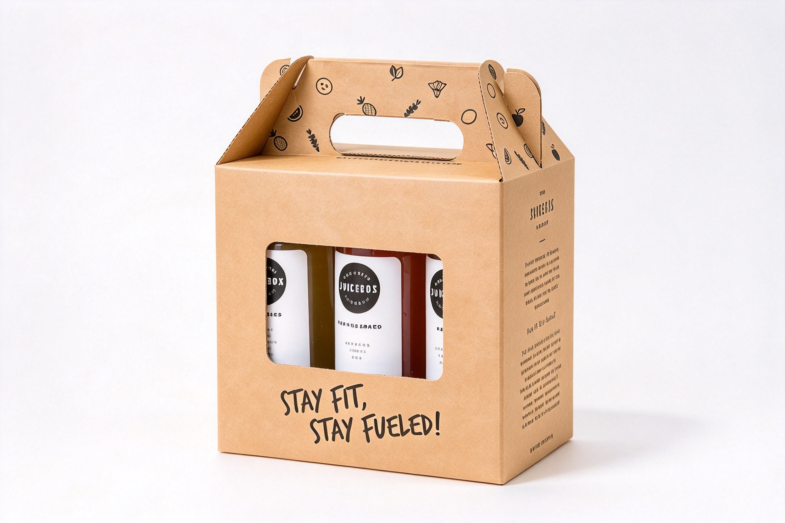 Juicebox Kraft Bottle Window Carrier with Gable Handle front view