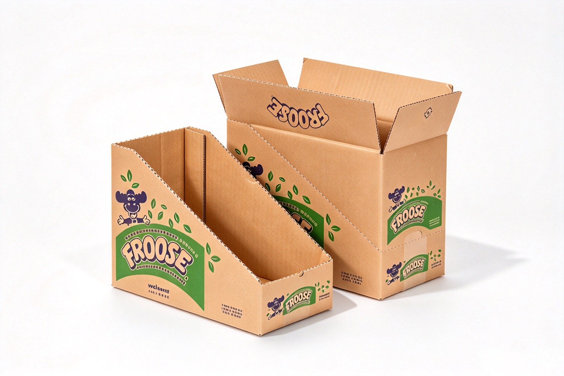 Kraft Countertop Display Tray & Roll-Front Shipper Set front view