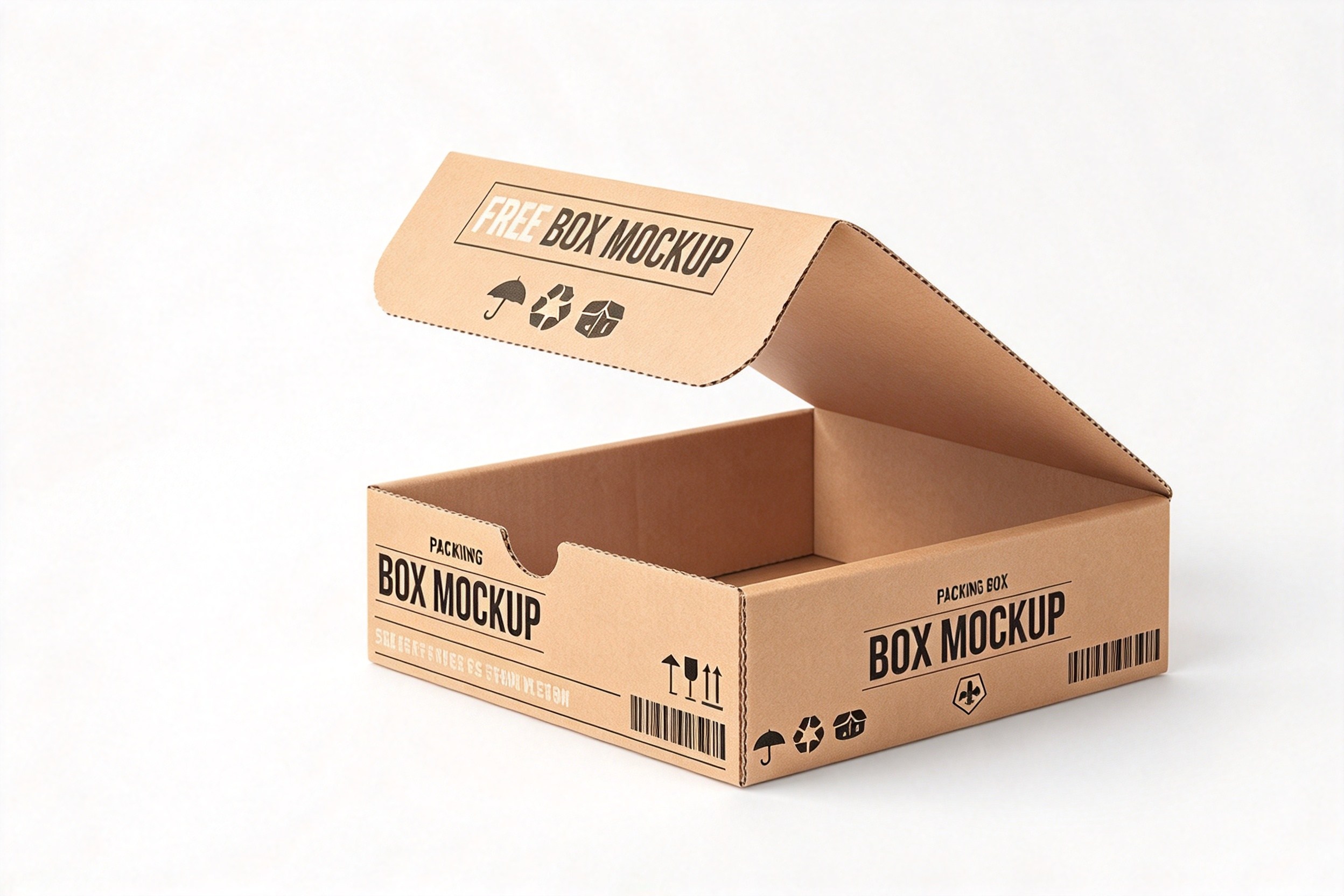 Kraft Ecommerce Shipping Box with Handling Icons packaging product