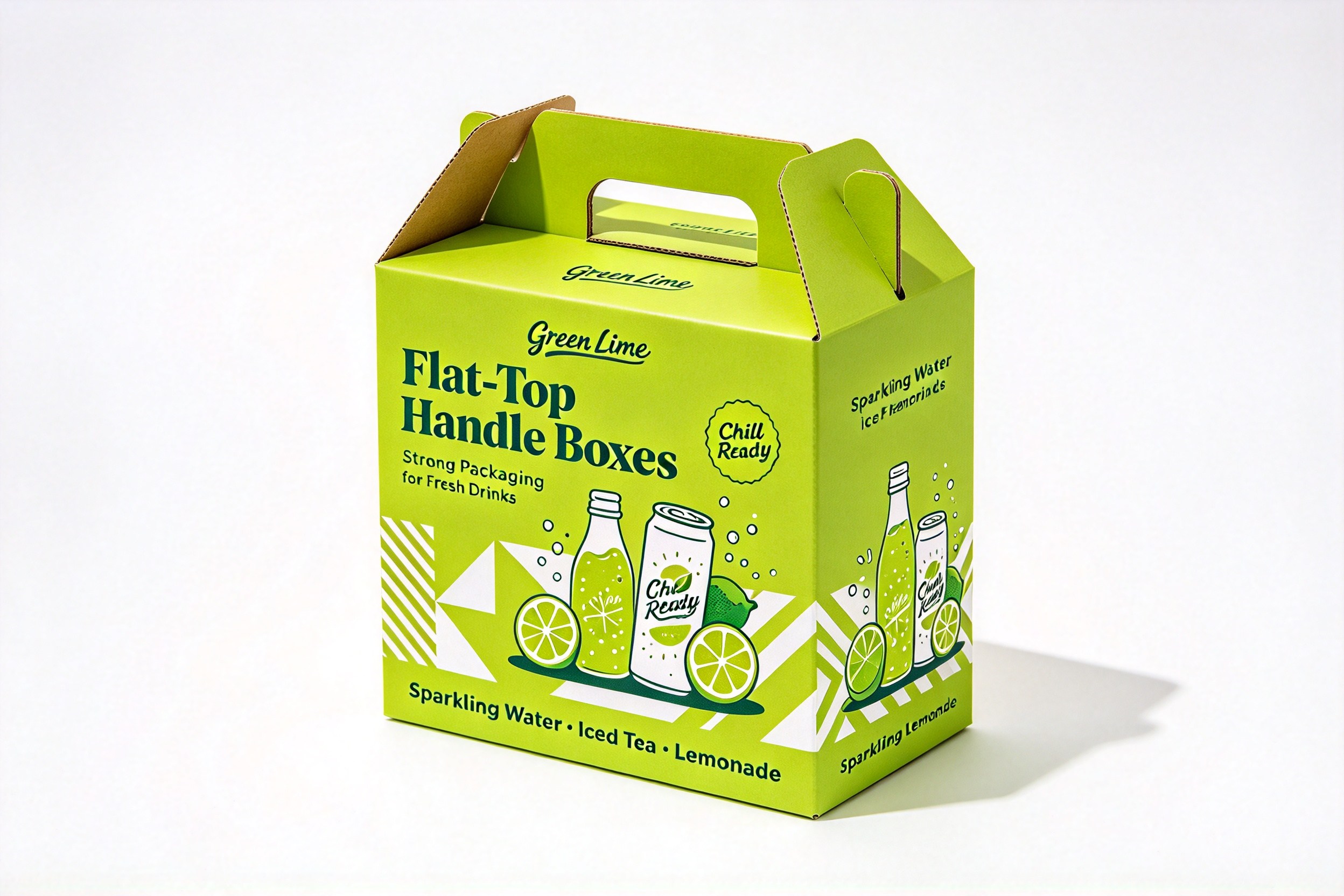 Green Lime Flat-Top Drink Carrier front view