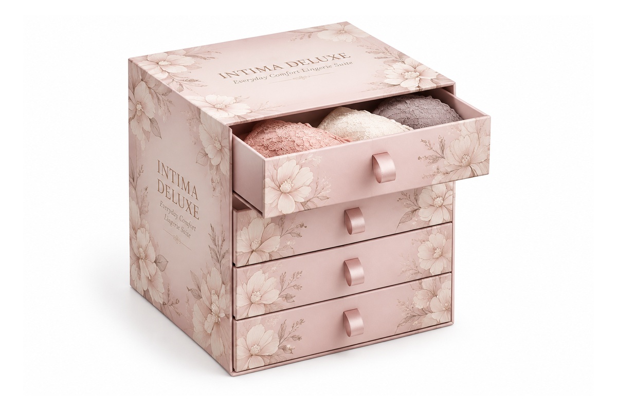Seamless Lingerie & Bra 4-Drawer Wardrobe Keepsake Box packaging product