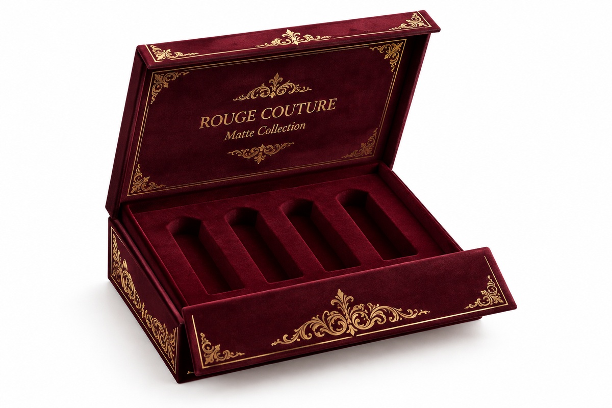 4-Piece Velvet Matte Lipstick Collection Magnetic Flap Box packaging product