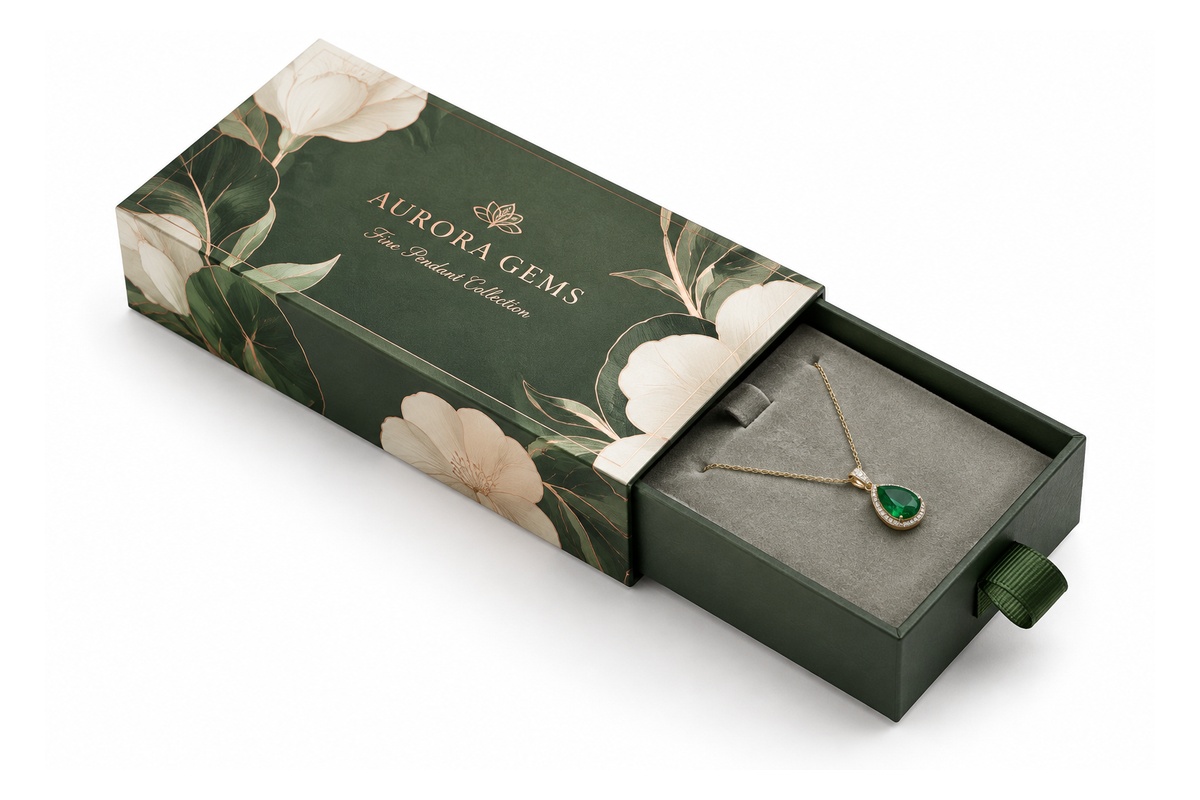 Elongated Sliding Drawer Necklace & Pendant Jewelry Box packaging product