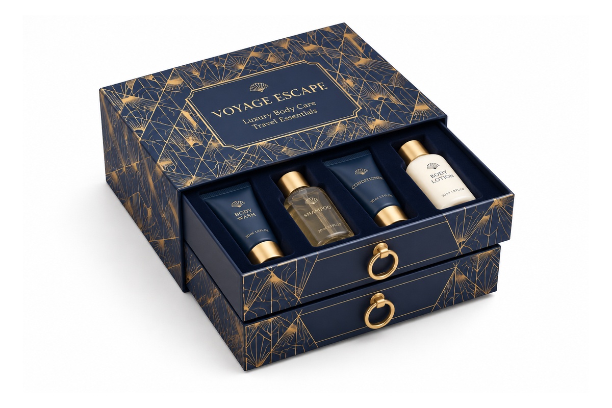 Luxury Body Wash Travel Kit Drawer Box packaging product