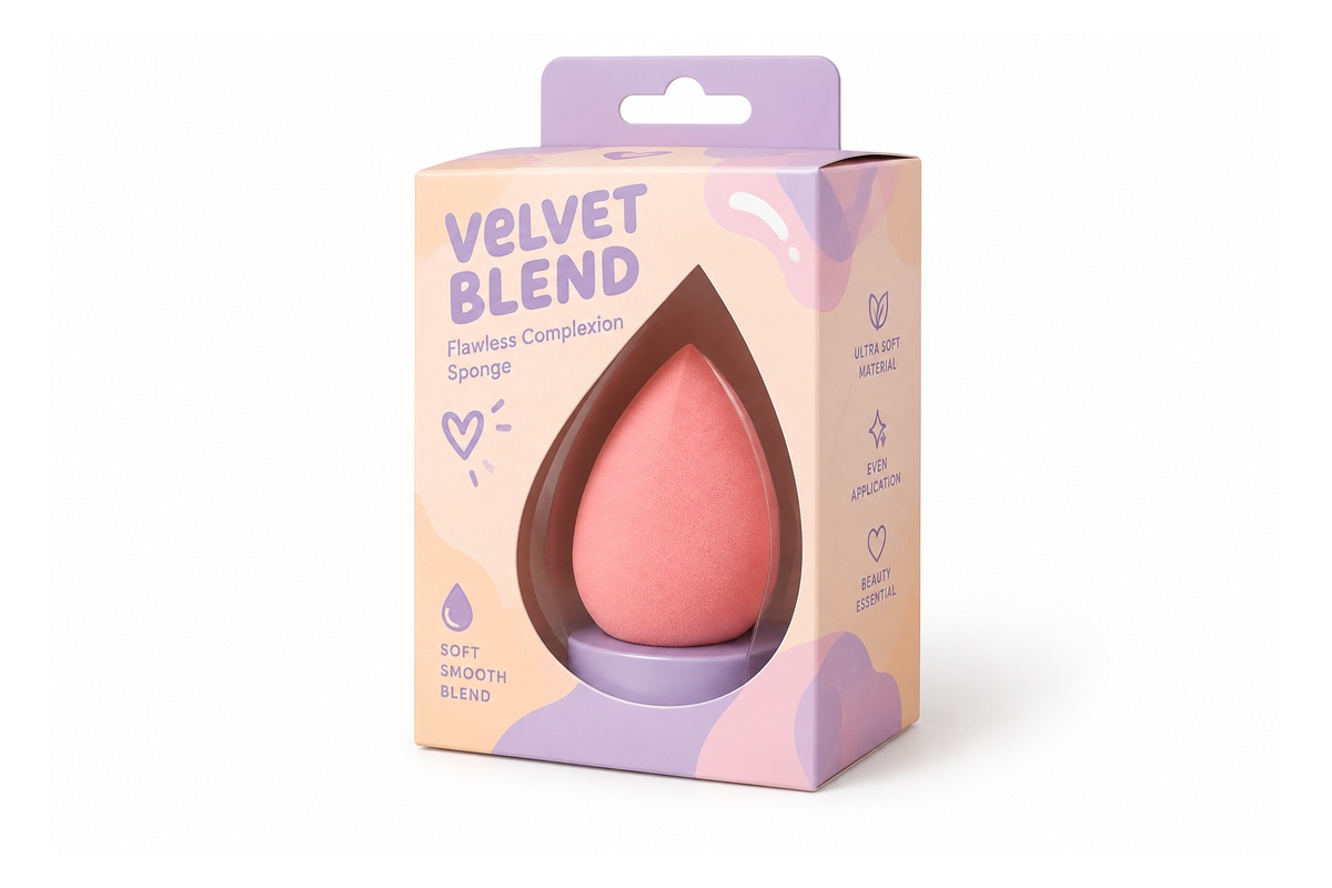 Beauty Blending Sponge Teardrop Window Micro-Flute Box packaging product