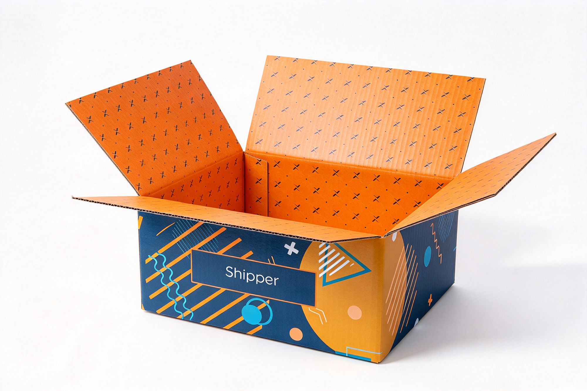 Full-Print Memphis Pattern RSC Shipping Carton front view