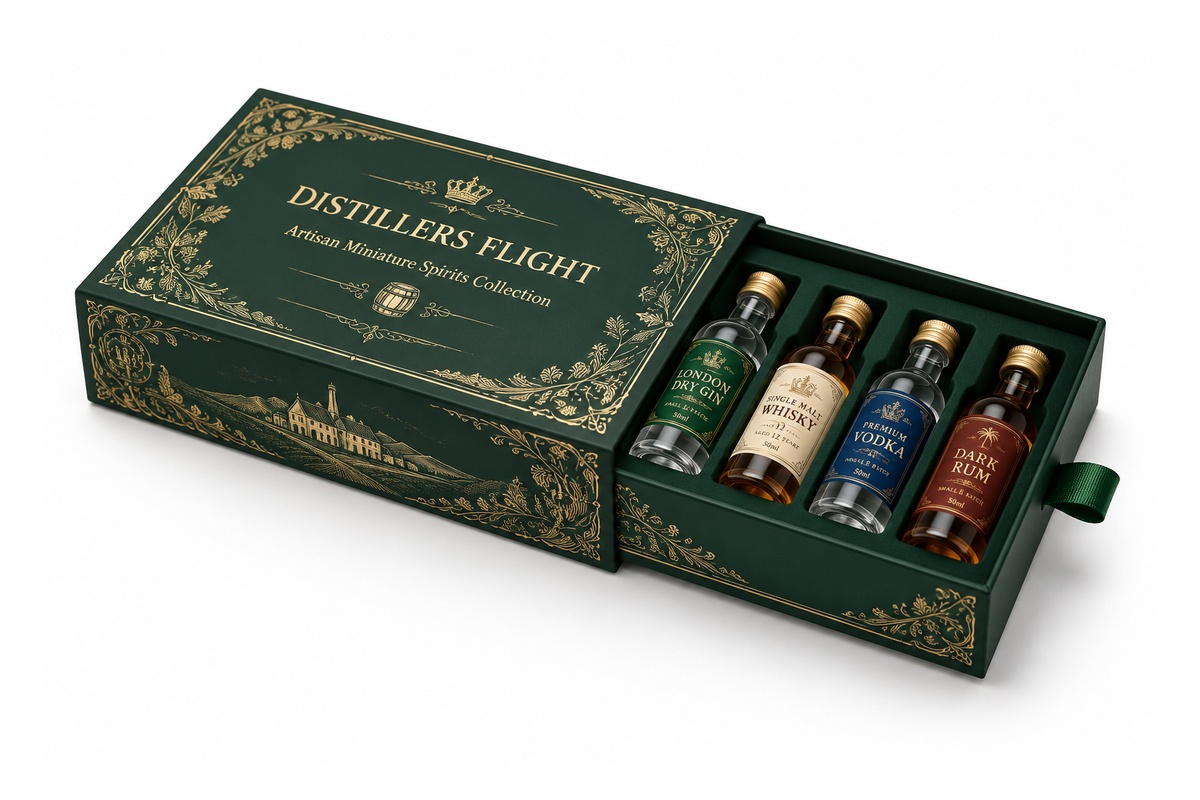 Mini Liquor 4-Pack Sliding Drawer Box packaging product