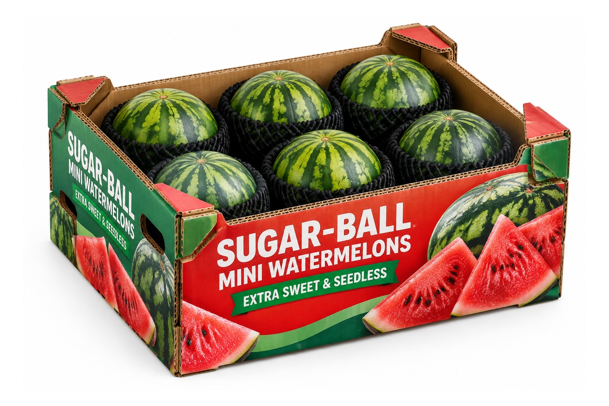 Mini Sugar-Ball Watermelon Corrugated Stacking Produce Tray packaging product