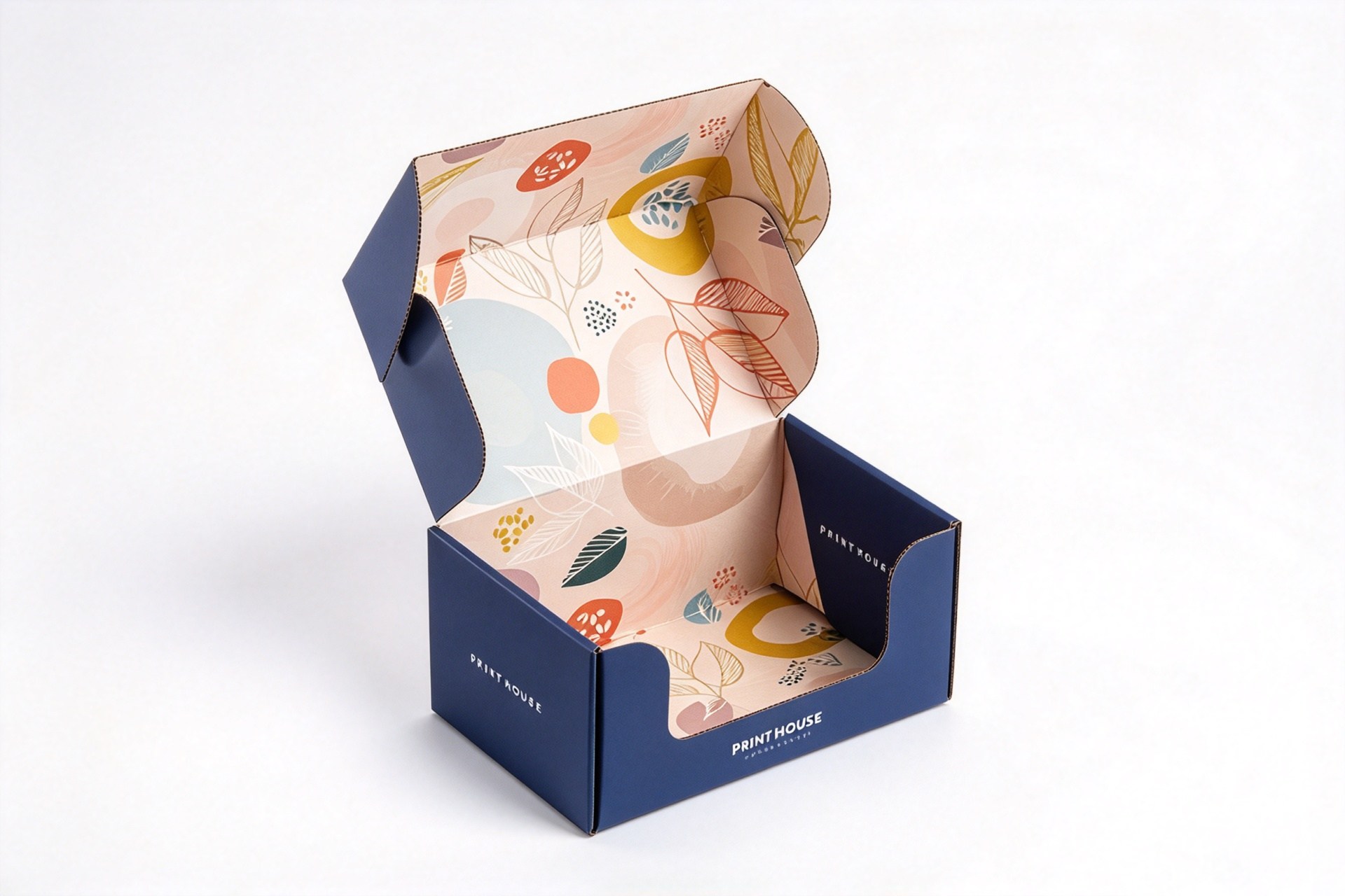 Navy Botanical Inside-Print Mailer Box front view