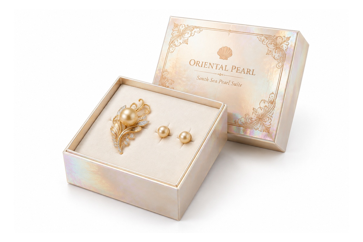 Pearlescent Two-Piece South Sea Pearl Jewelry Presentation Box packaging product