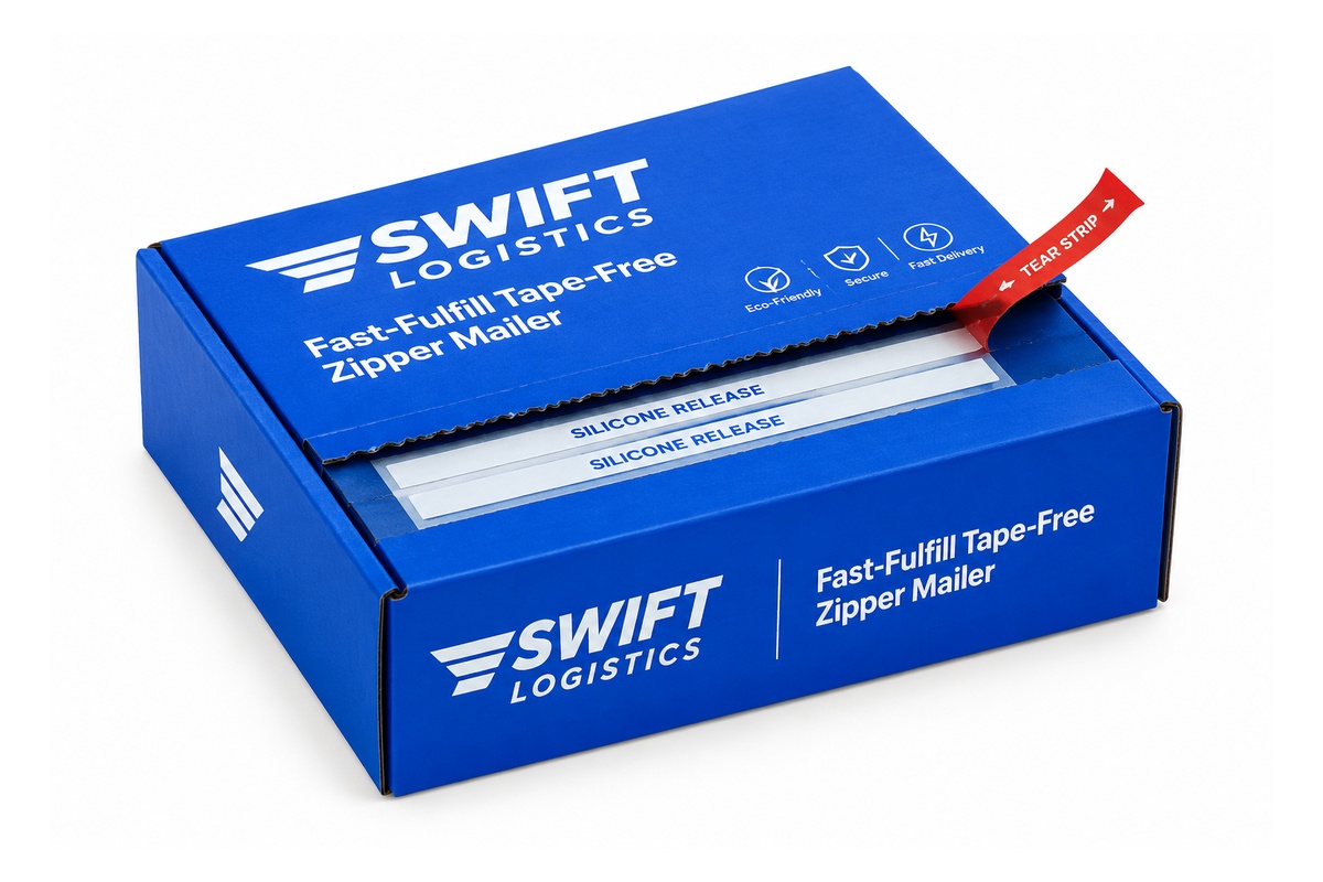 Quick-Seal Adhesive Strip Corrugated Tear-Open Box packaging product