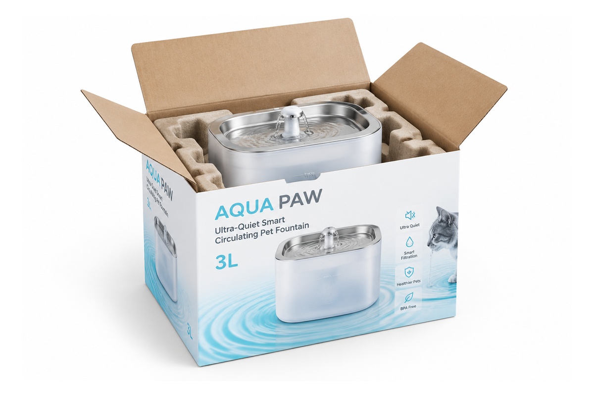 Smart Circulating Pet Water Fountain Protective Shipping Box packaging product